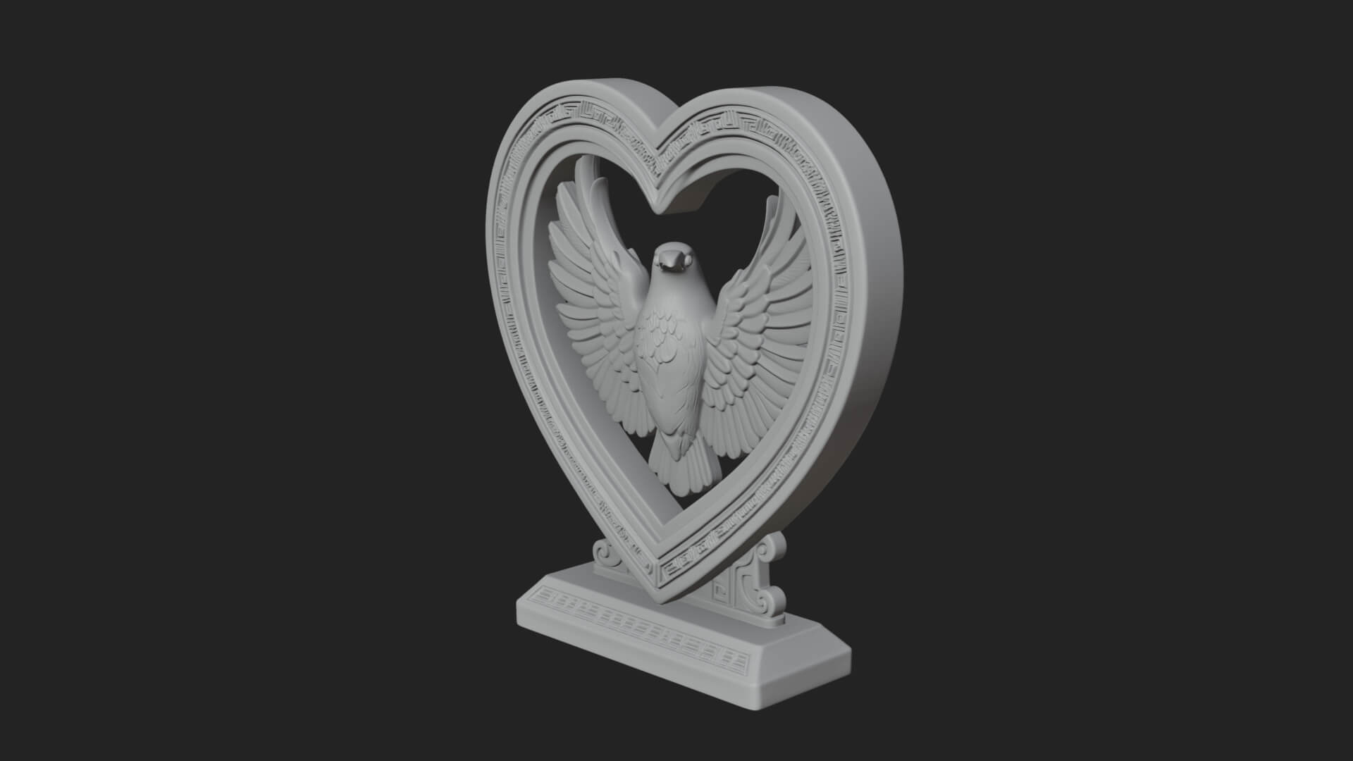 Ornate Framed Heart Plaque Design 139 3D Print Model 3D Model