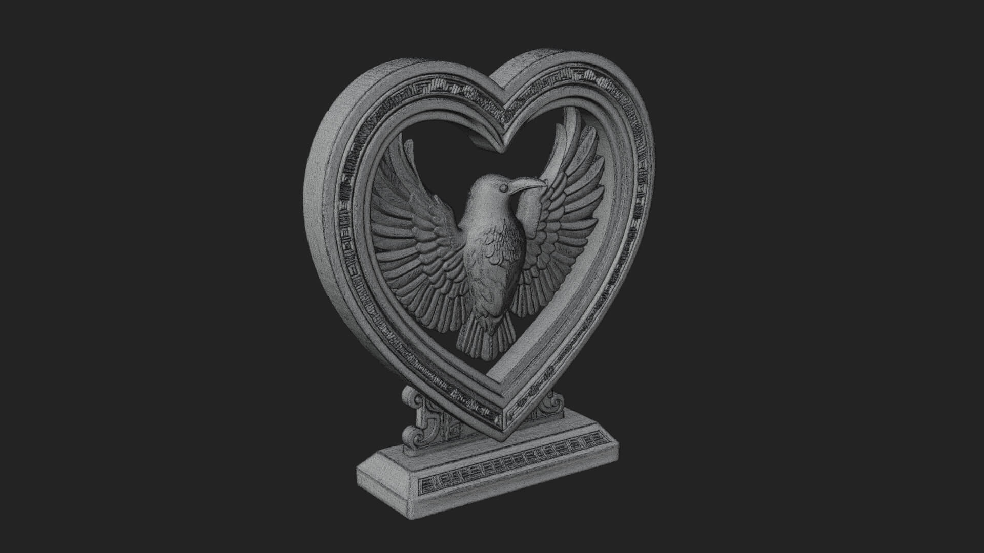 Ornate Framed Heart Plaque Design 139 3D Print Model 3D Model