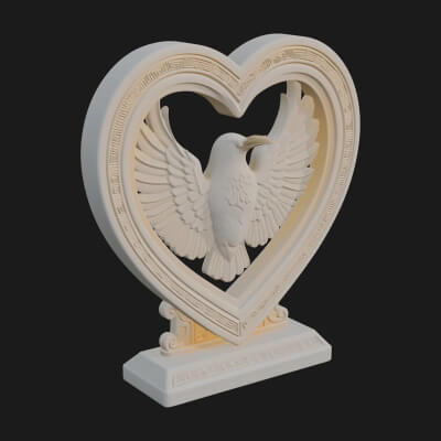 Ornate Framed Heart Plaque Design 139 3D Print Model