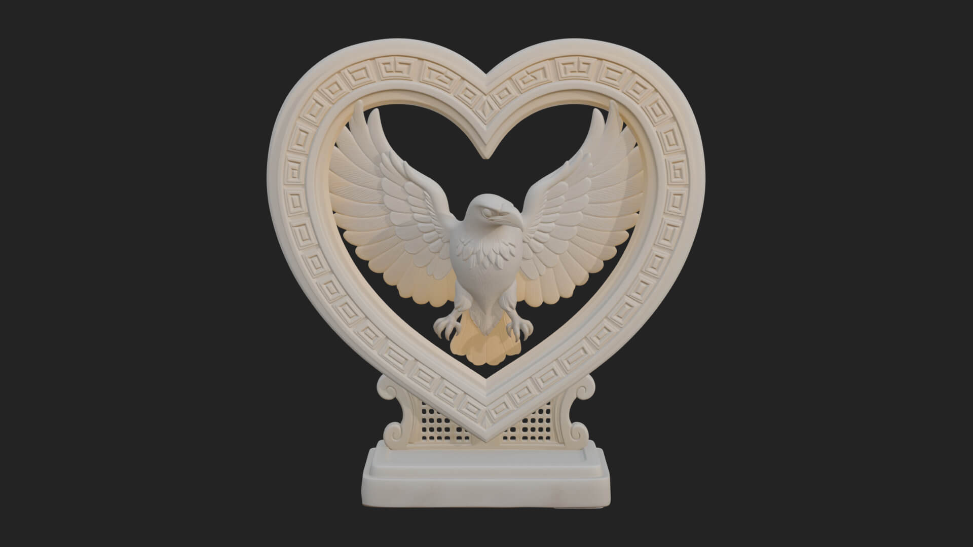 Ornate Framed Heart Plaque Design 140 3D Print Model 3D Model