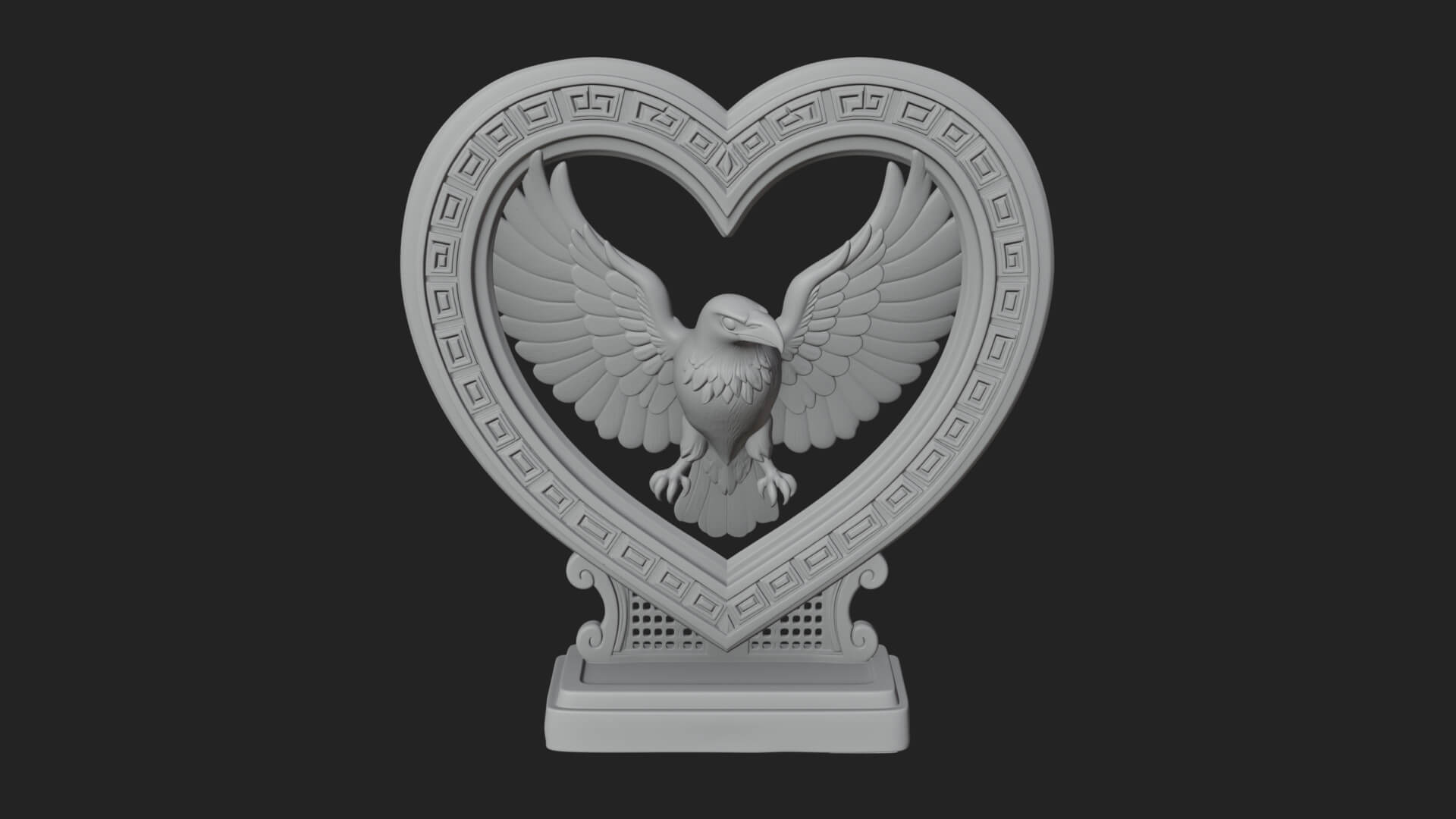 Ornate Framed Heart Plaque Design 140 3D Print Model 3D Model