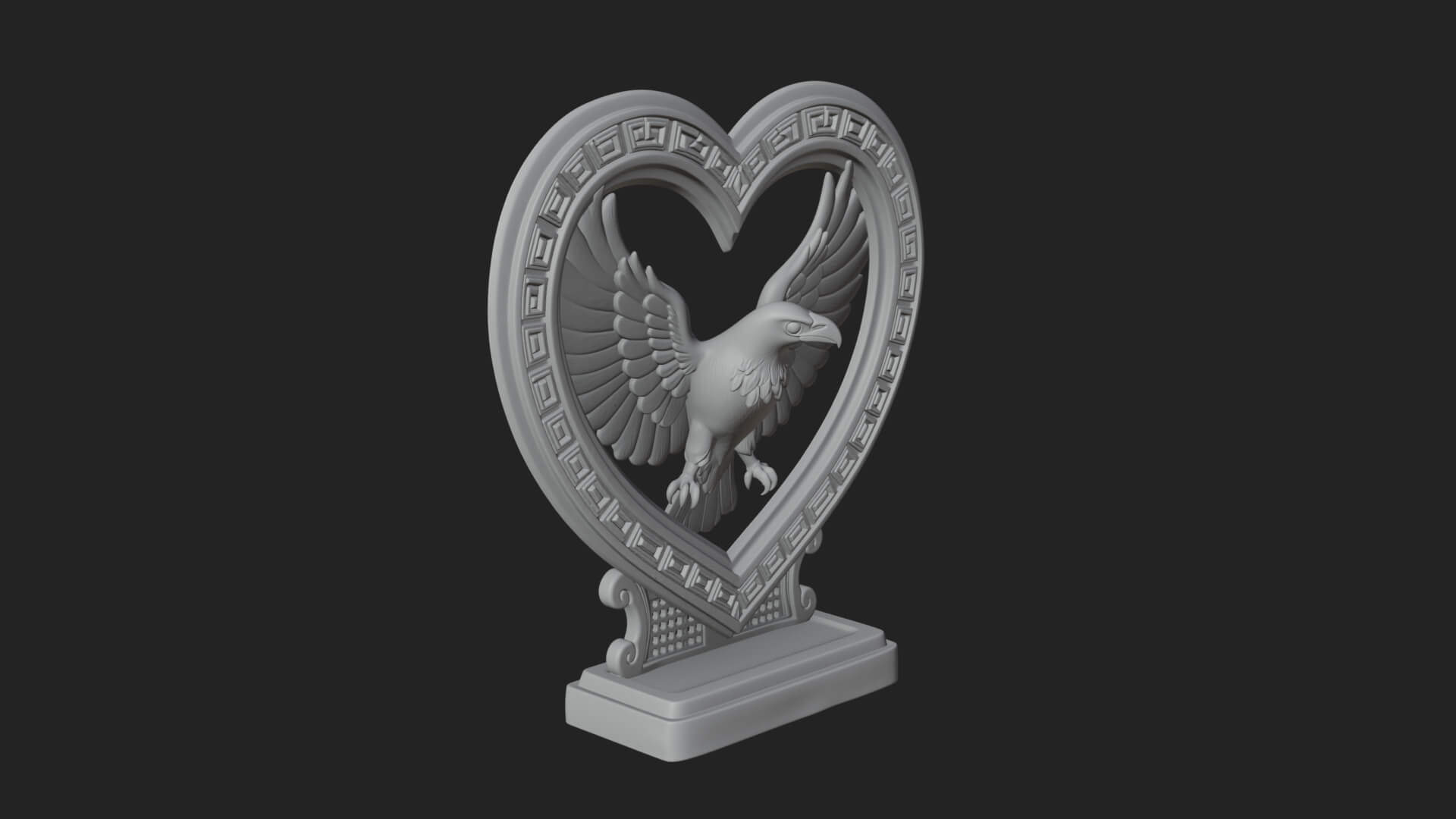 Ornate Framed Heart Plaque Design 140 3D Print Model 3D Model