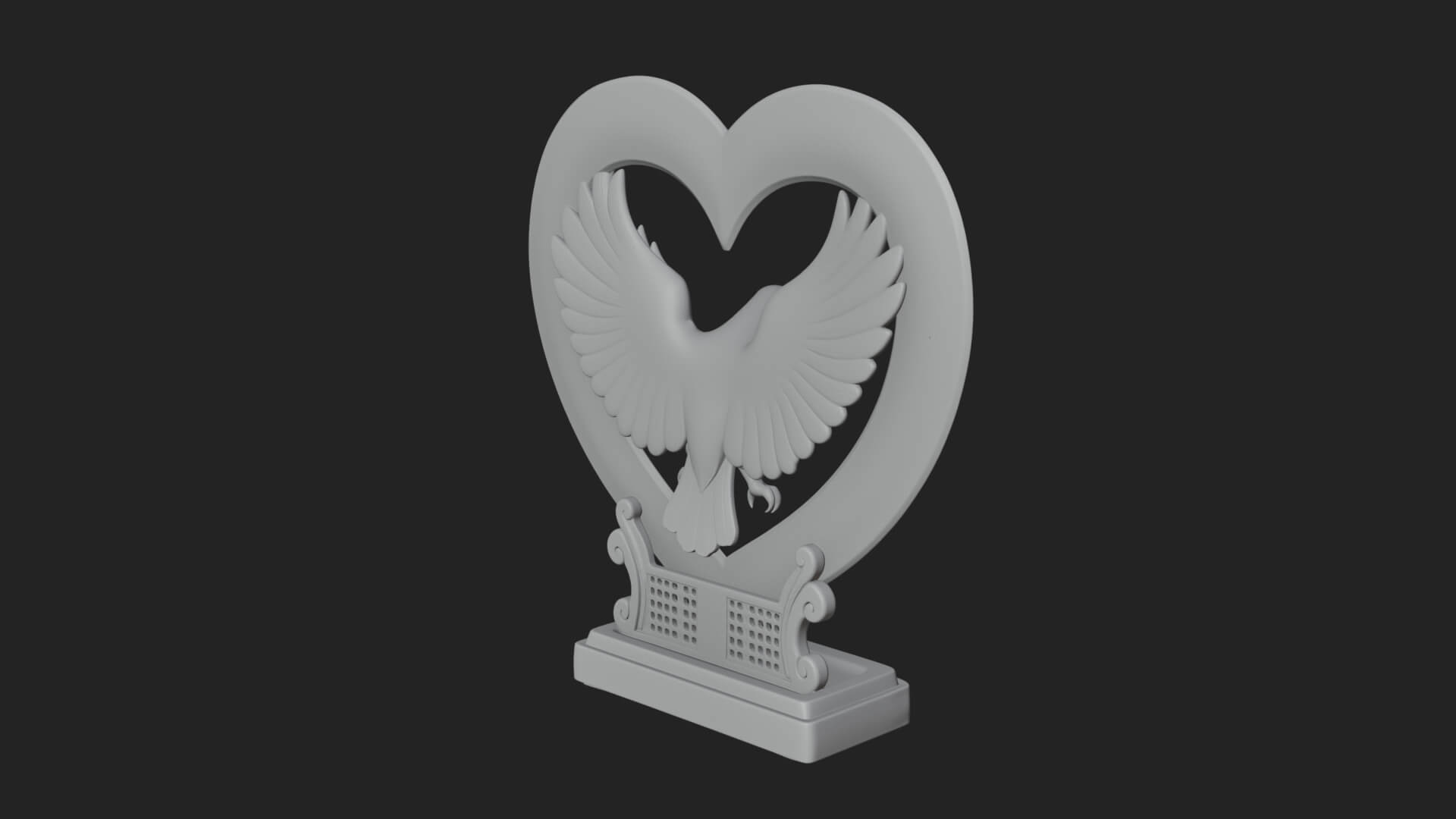 Ornate Framed Heart Plaque Design 140 3D Print Model 3D Model