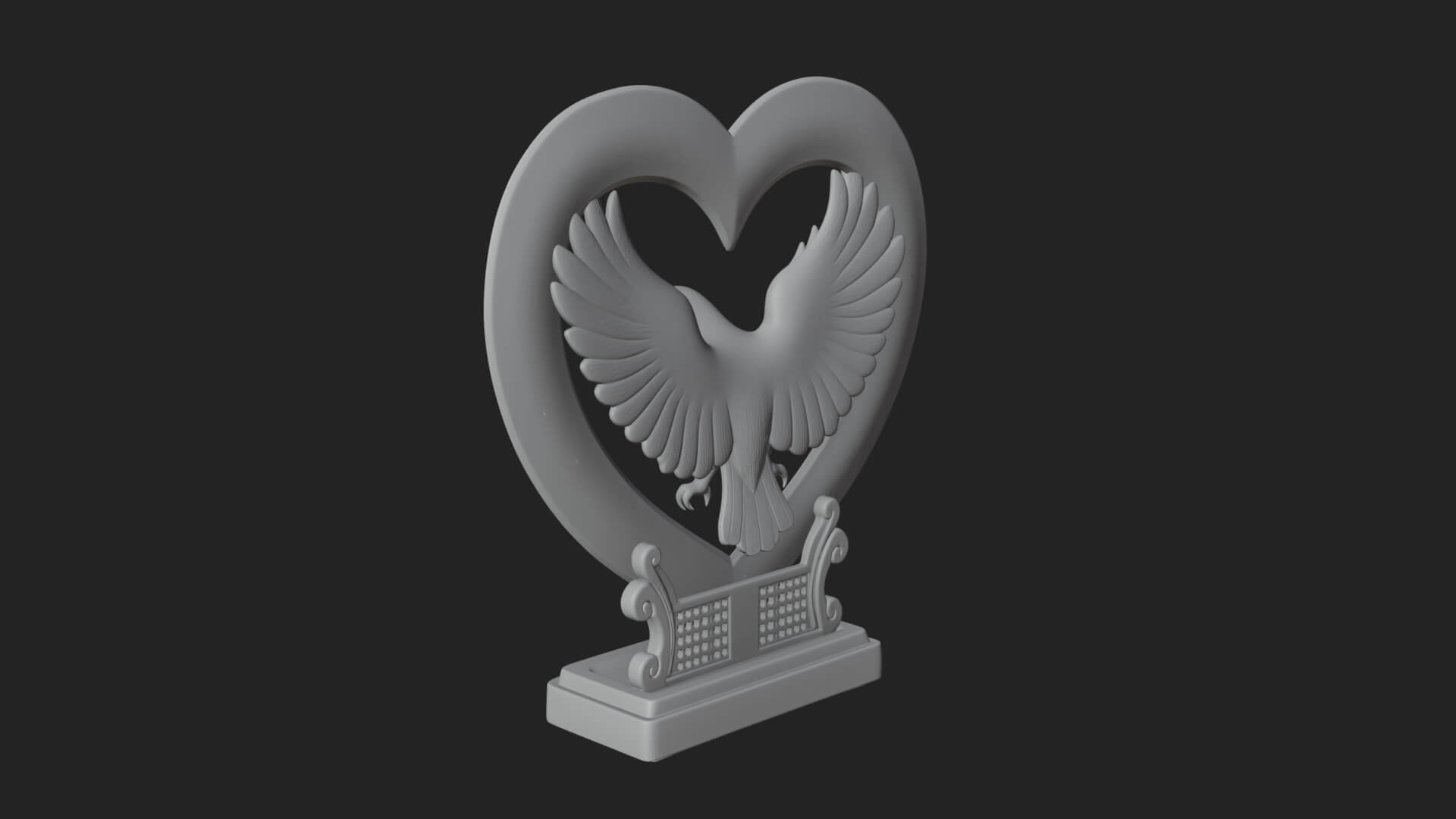 Ornate Framed Heart Plaque Design 140 3D Print Model 3D Model