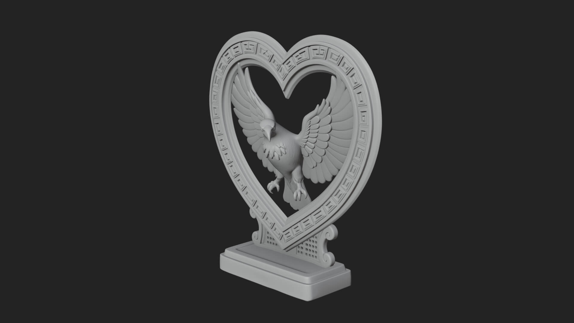 Ornate Framed Heart Plaque Design 140 3D Print Model 3D Model