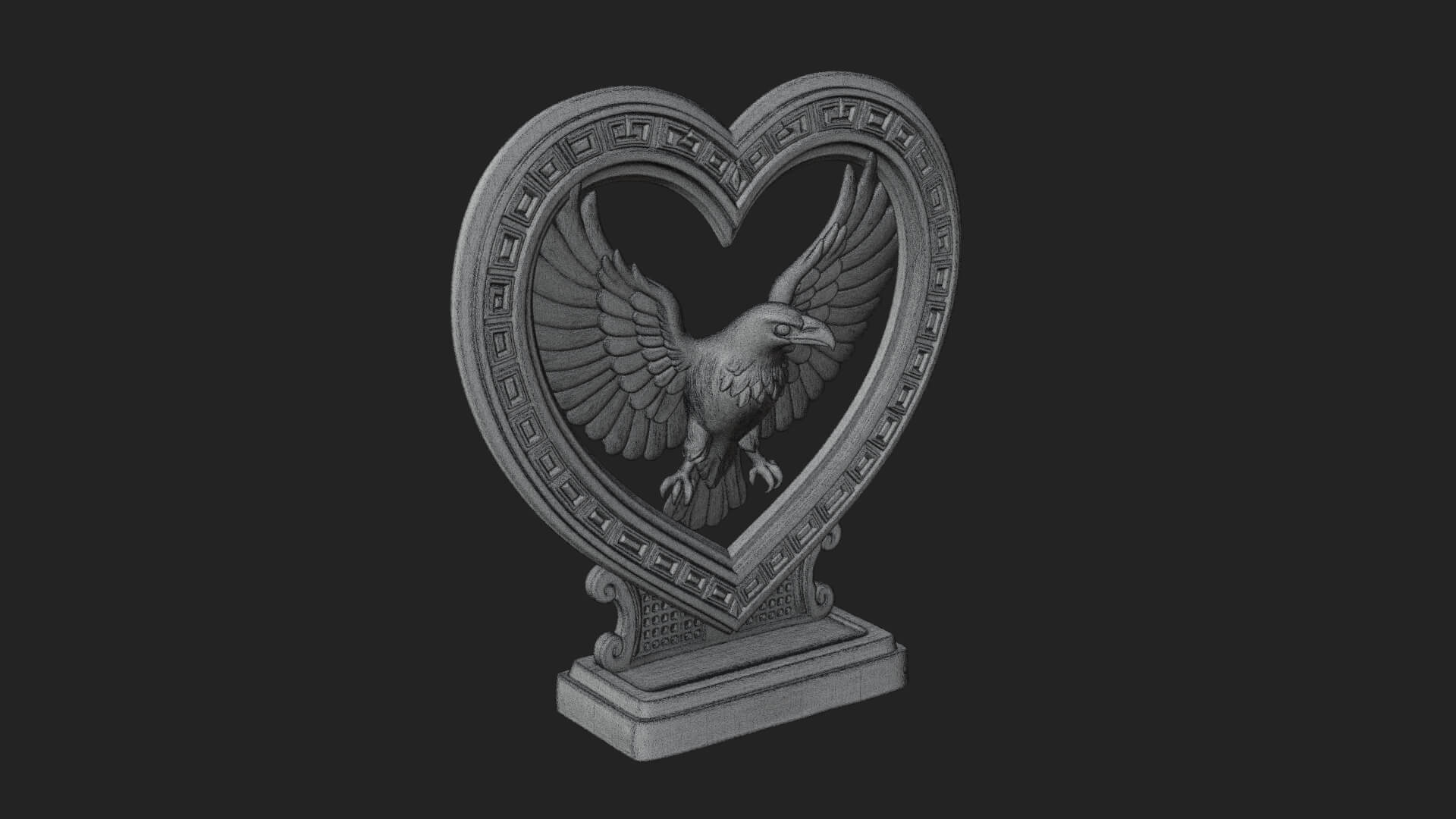Ornate Framed Heart Plaque Design 140 3D Print Model 3D Model