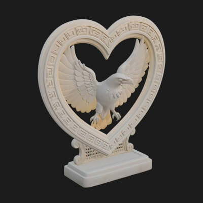 Ornate Framed Heart Plaque Design 140 3D Print Model
