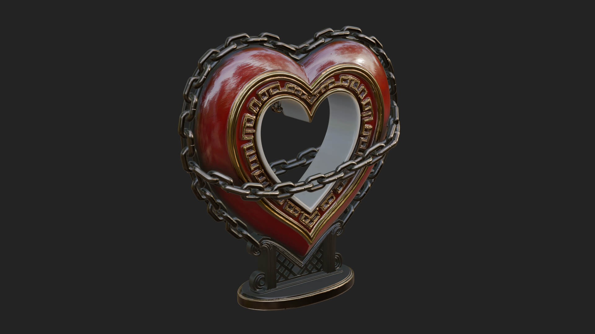 Ornate Framed Heart Plaque Design 141 3D Print Model 3D Model