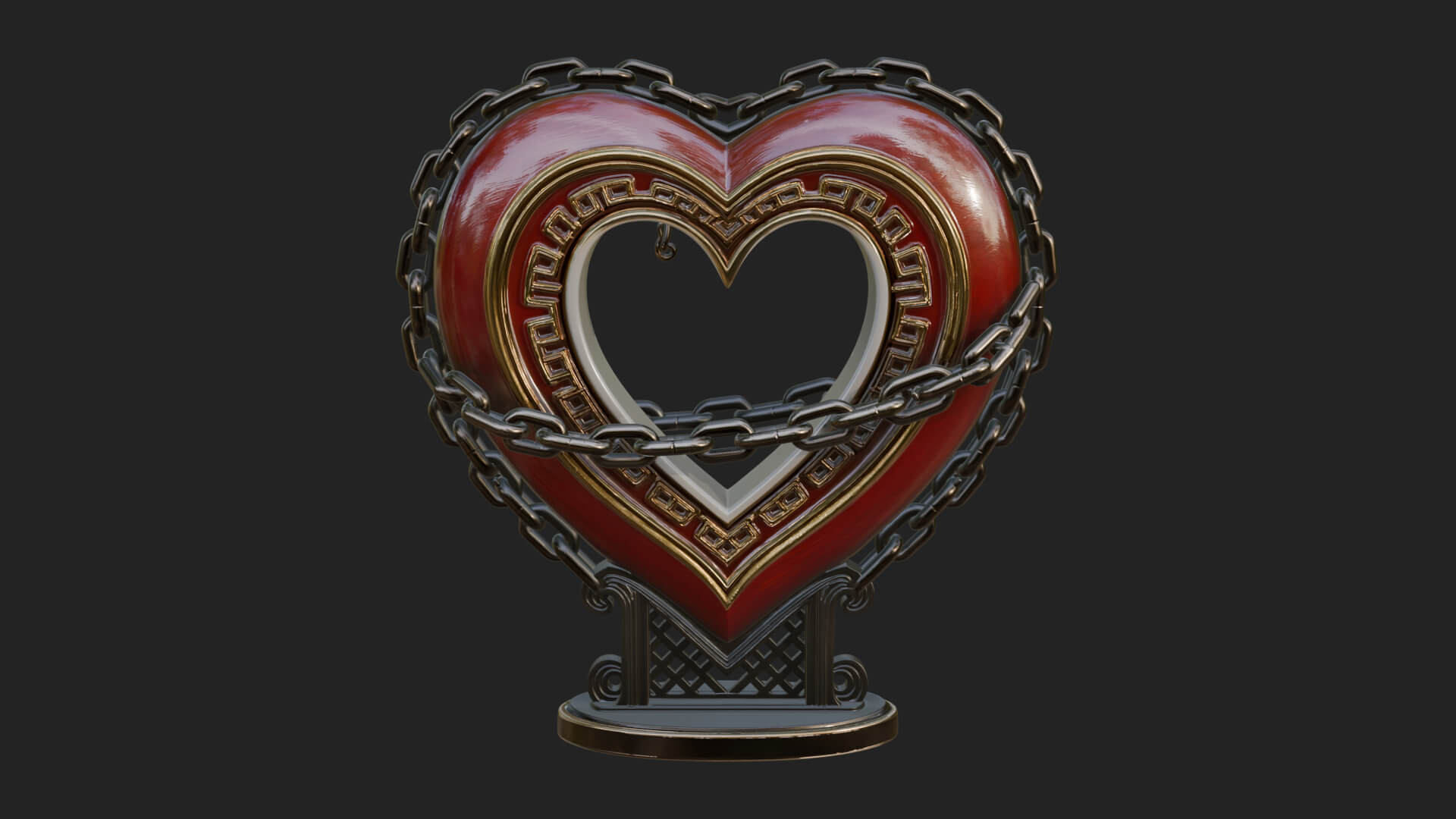 Ornate Framed Heart Plaque Design 141 3D Print Model 3D Model