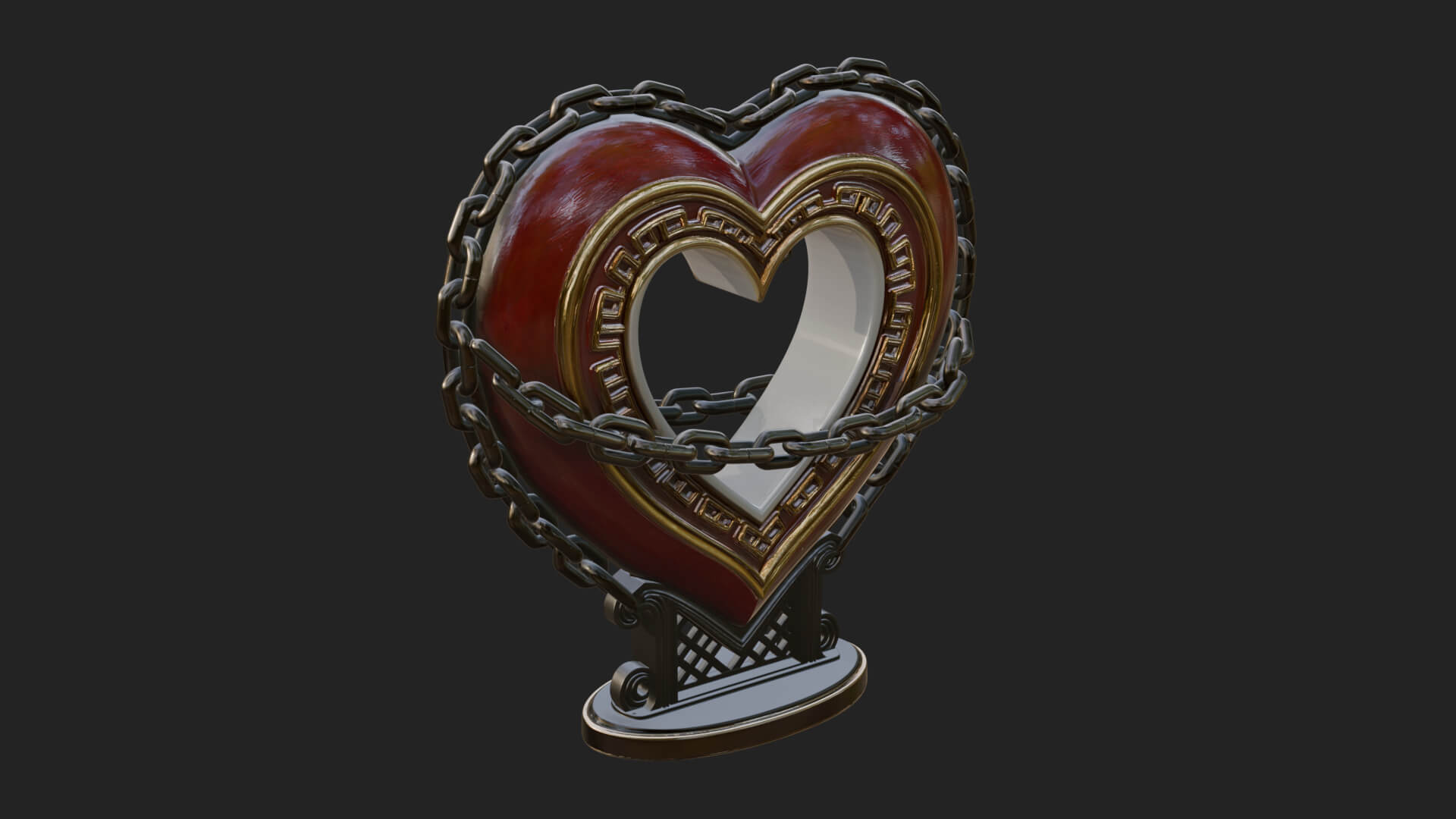Ornate Framed Heart Plaque Design 141 3D Print Model 3D Model