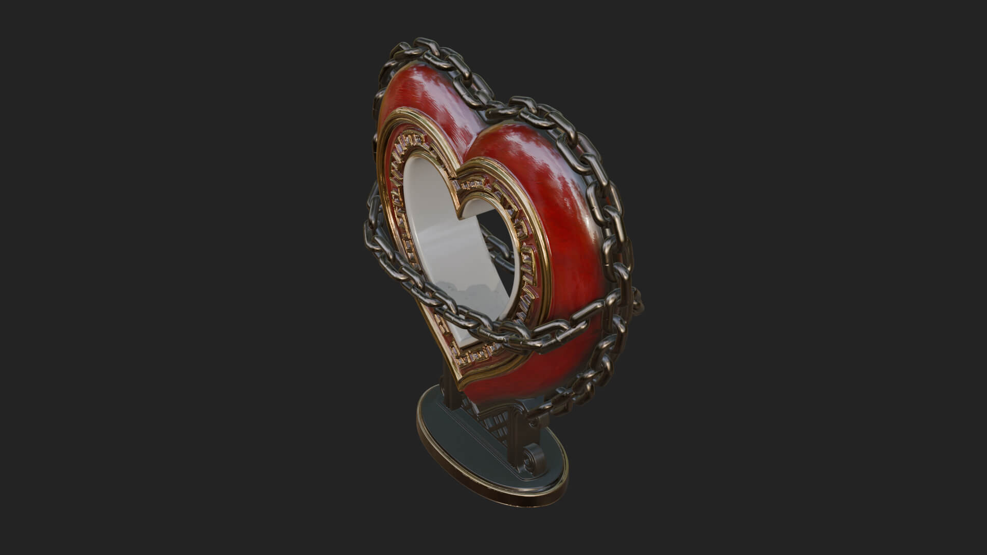 Ornate Framed Heart Plaque Design 141 3D Print Model 3D Model