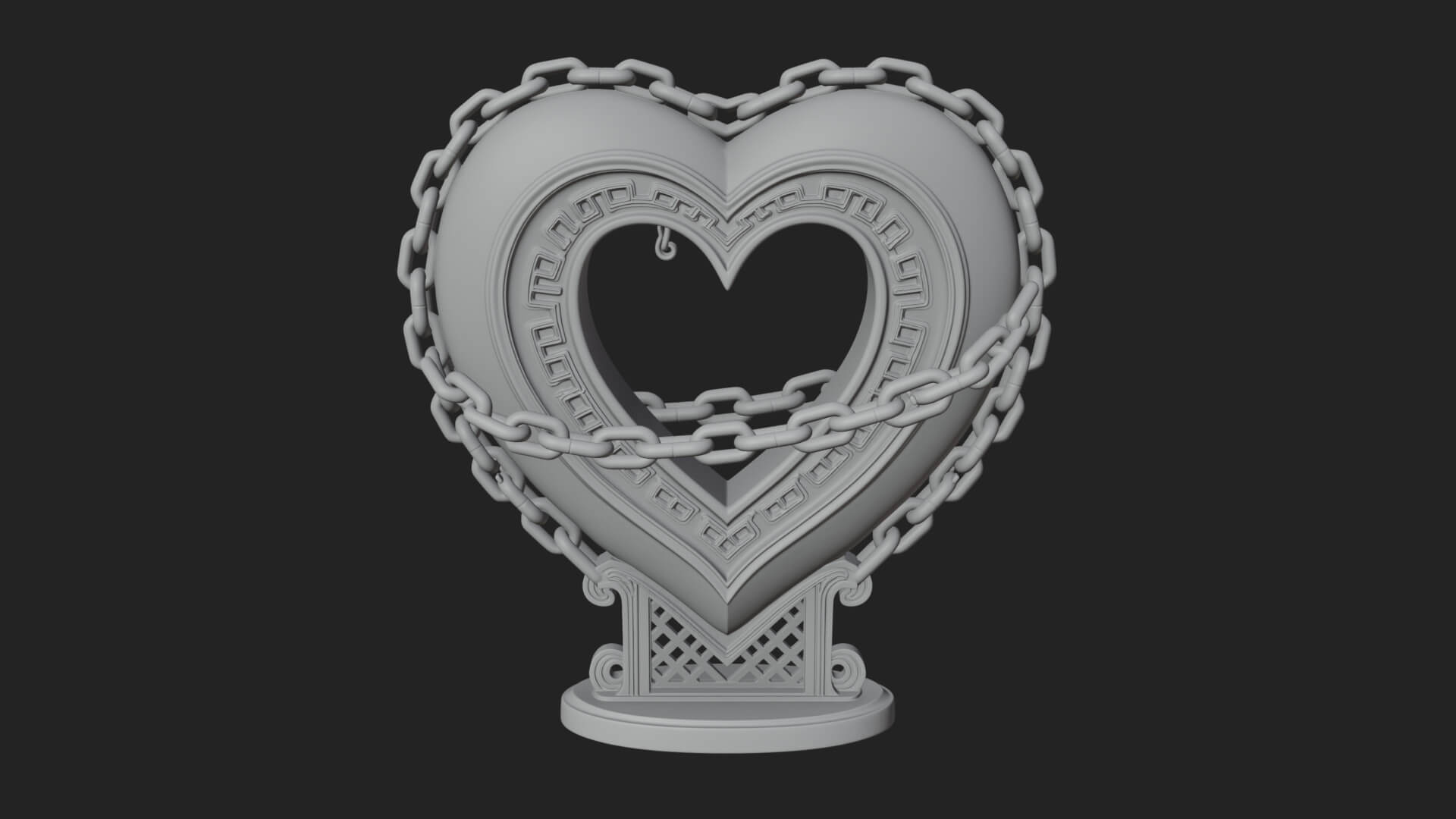 Ornate Framed Heart Plaque Design 141 3D Print Model 3D Model