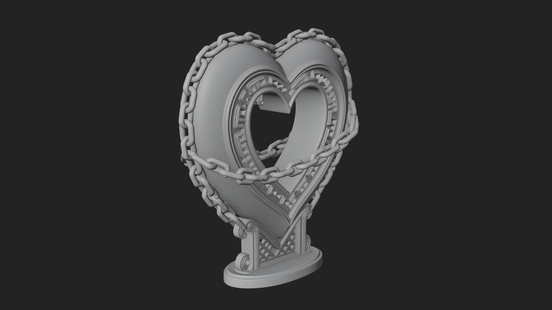 Ornate Framed Heart Plaque Design 141 3D Print Model 3D Model