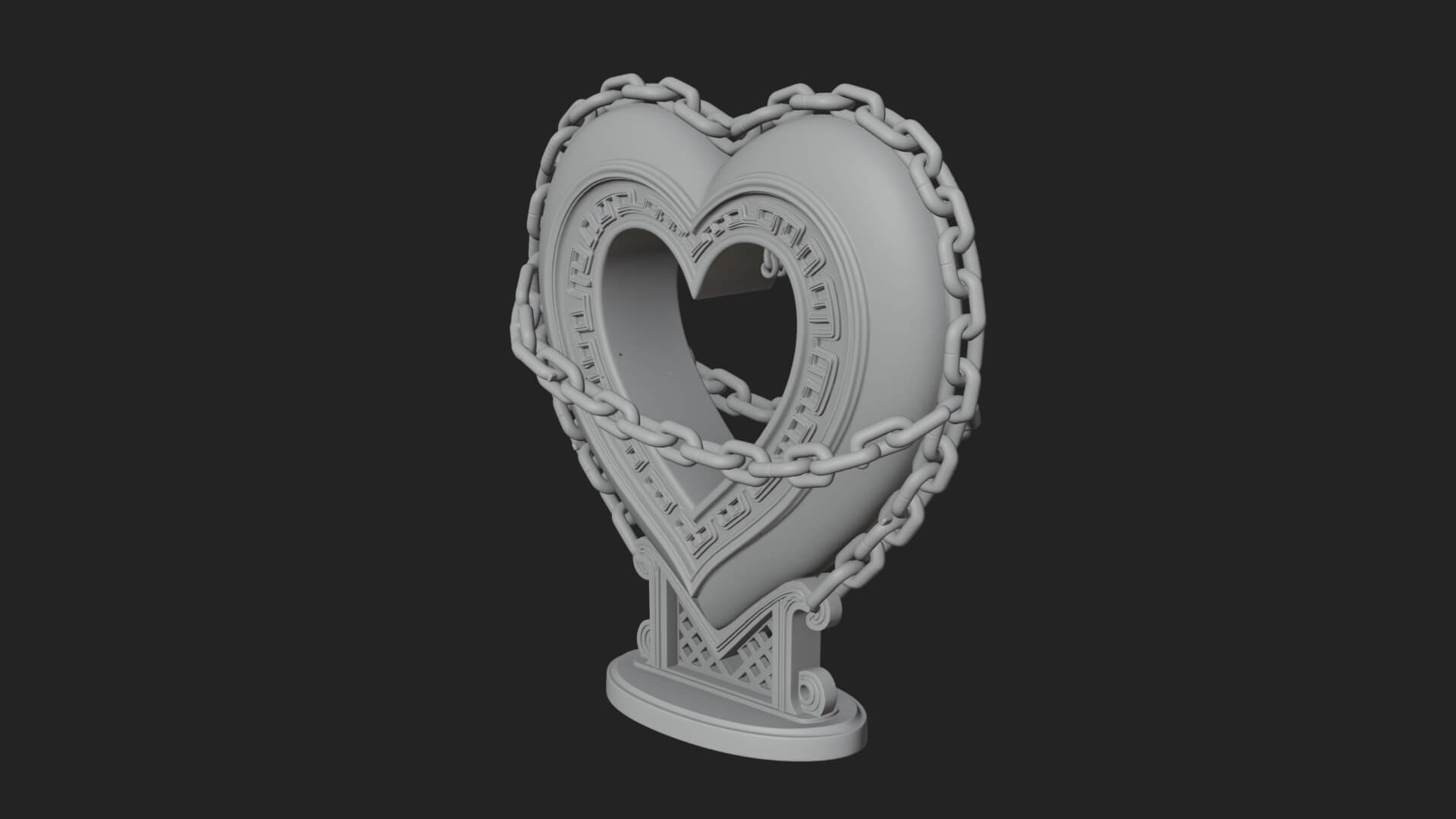 Ornate Framed Heart Plaque Design 141 3D Print Model 3D Model