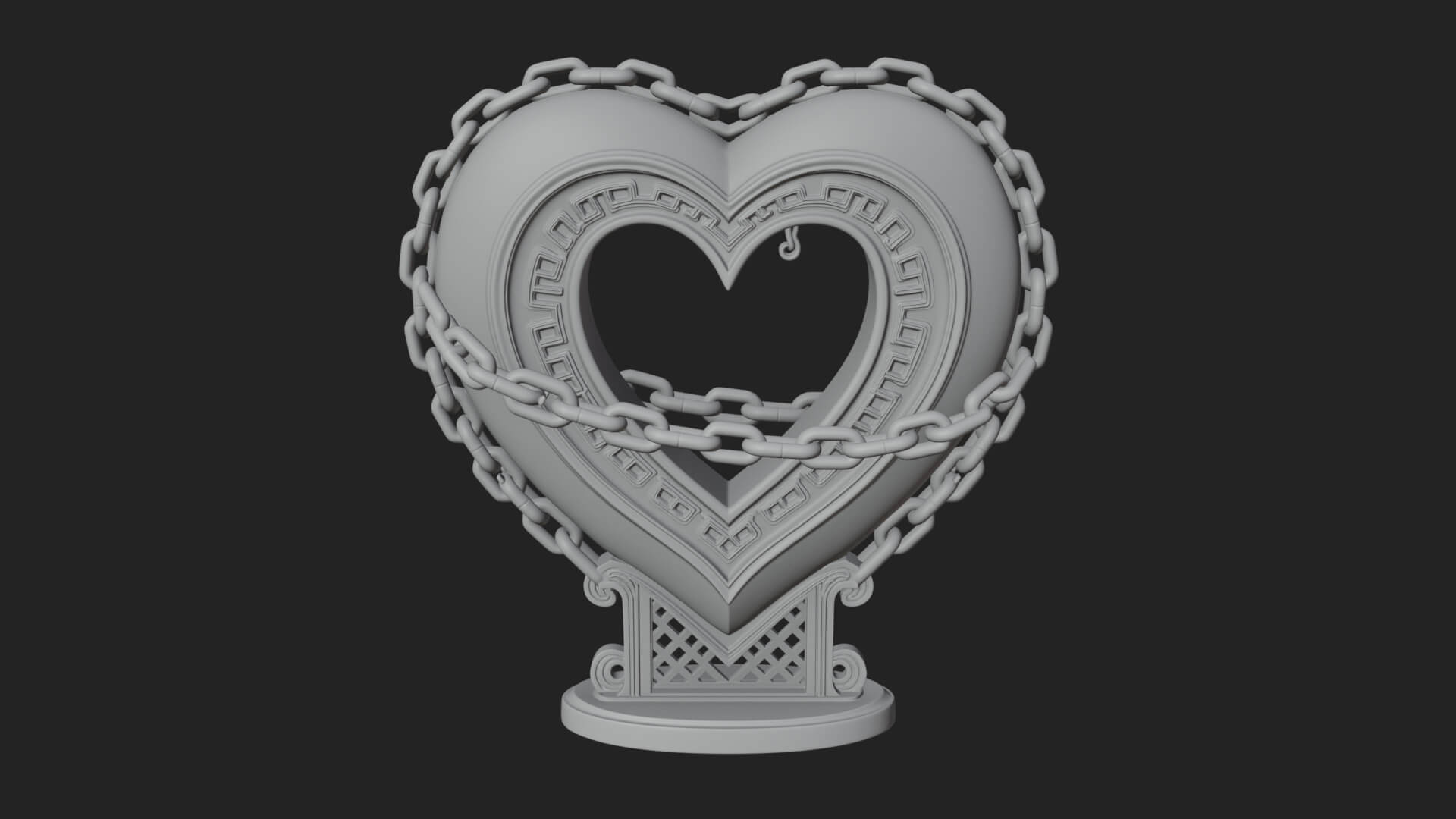 Ornate Framed Heart Plaque Design 141 3D Print Model 3D Model