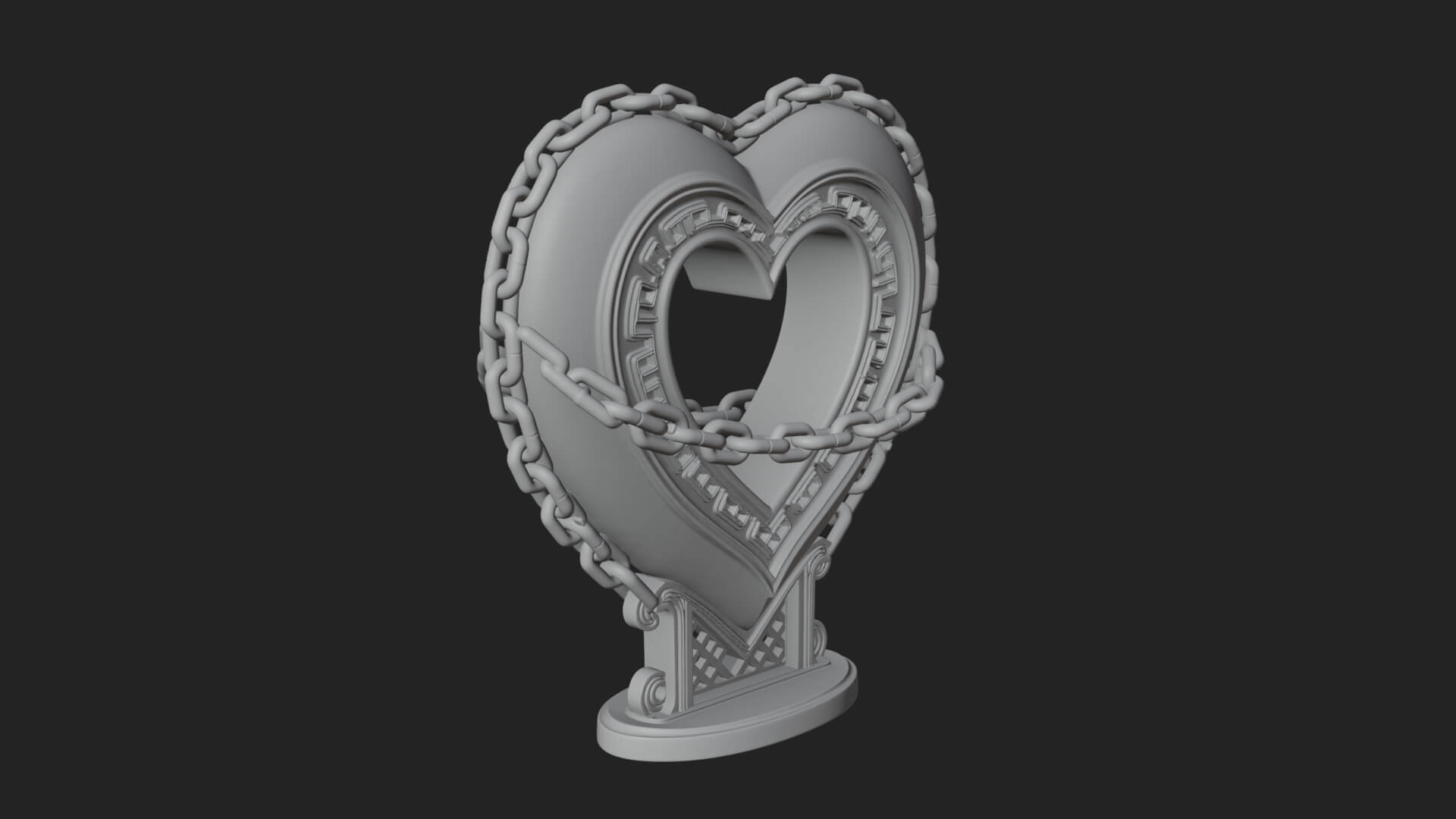 Ornate Framed Heart Plaque Design 141 3D Print Model 3D Model