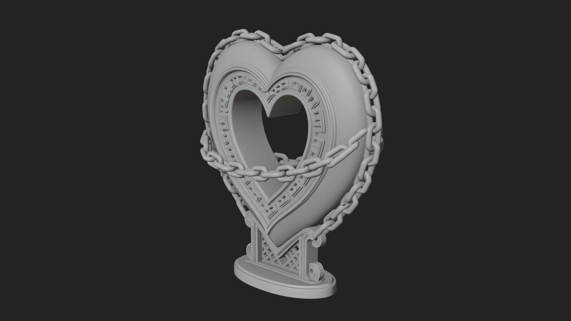Ornate Framed Heart Plaque Design 141 3D Print Model 3D Model