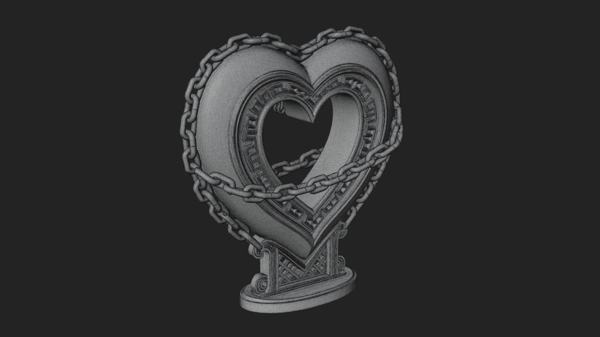 Ornate Framed Heart Plaque Design 141 3D Print Model 3D Model
