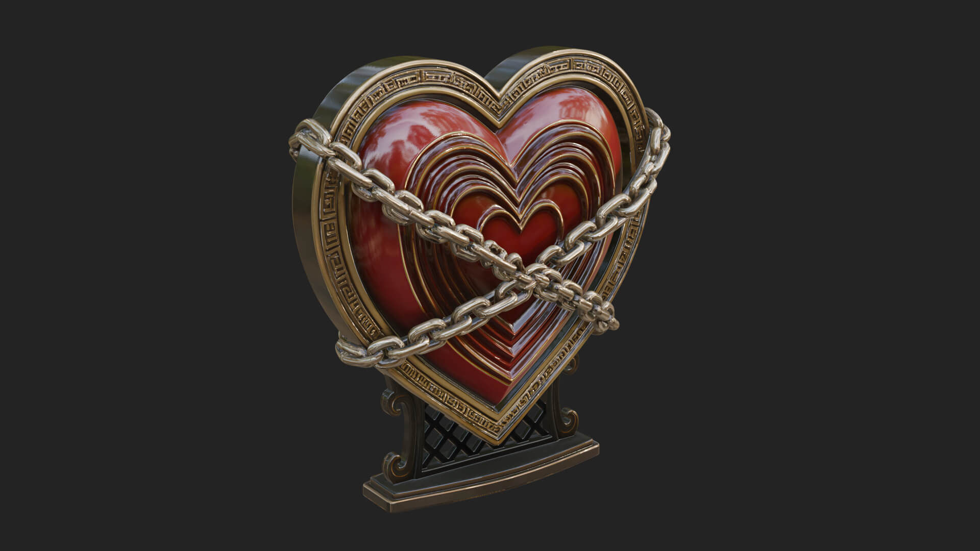 Ornate Framed Heart Plaque Design 142 3D Print Model 3D Model