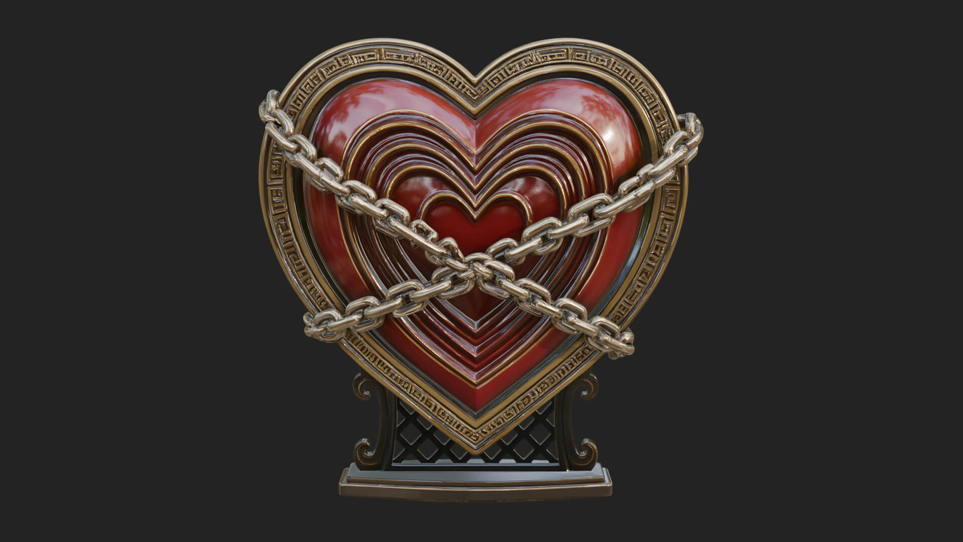 Ornate Framed Heart Plaque Design 142 3D Print Model 3D Model