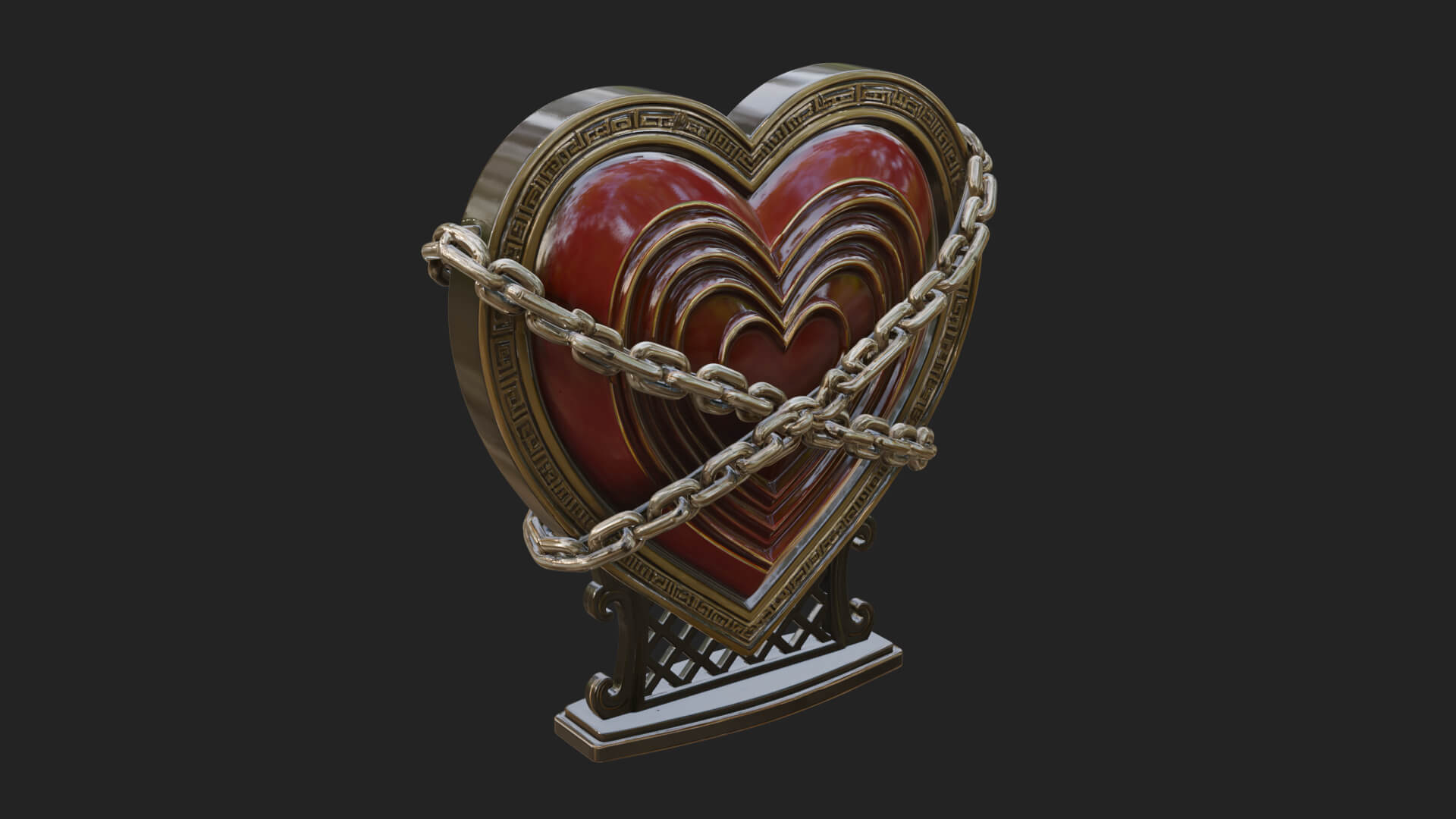 Ornate Framed Heart Plaque Design 142 3D Print Model 3D Model