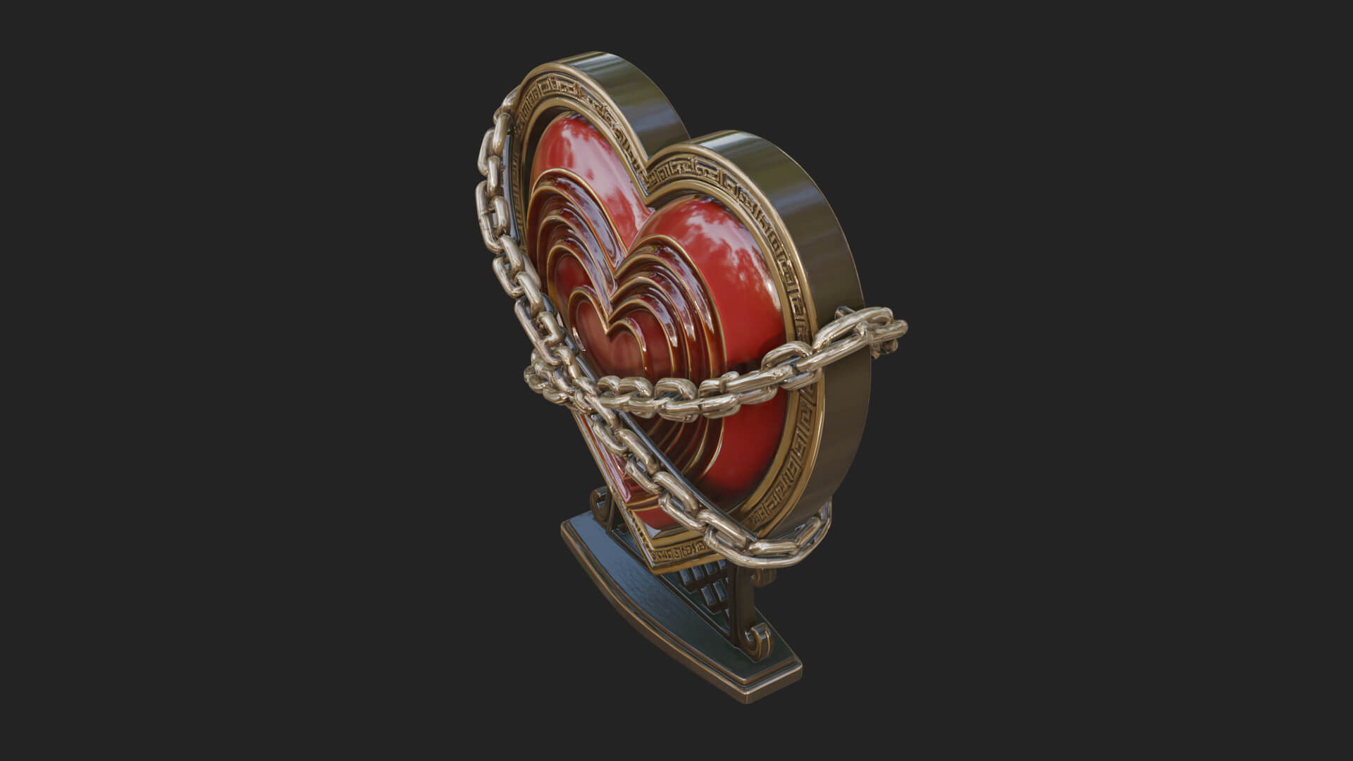 Ornate Framed Heart Plaque Design 142 3D Print Model 3D Model