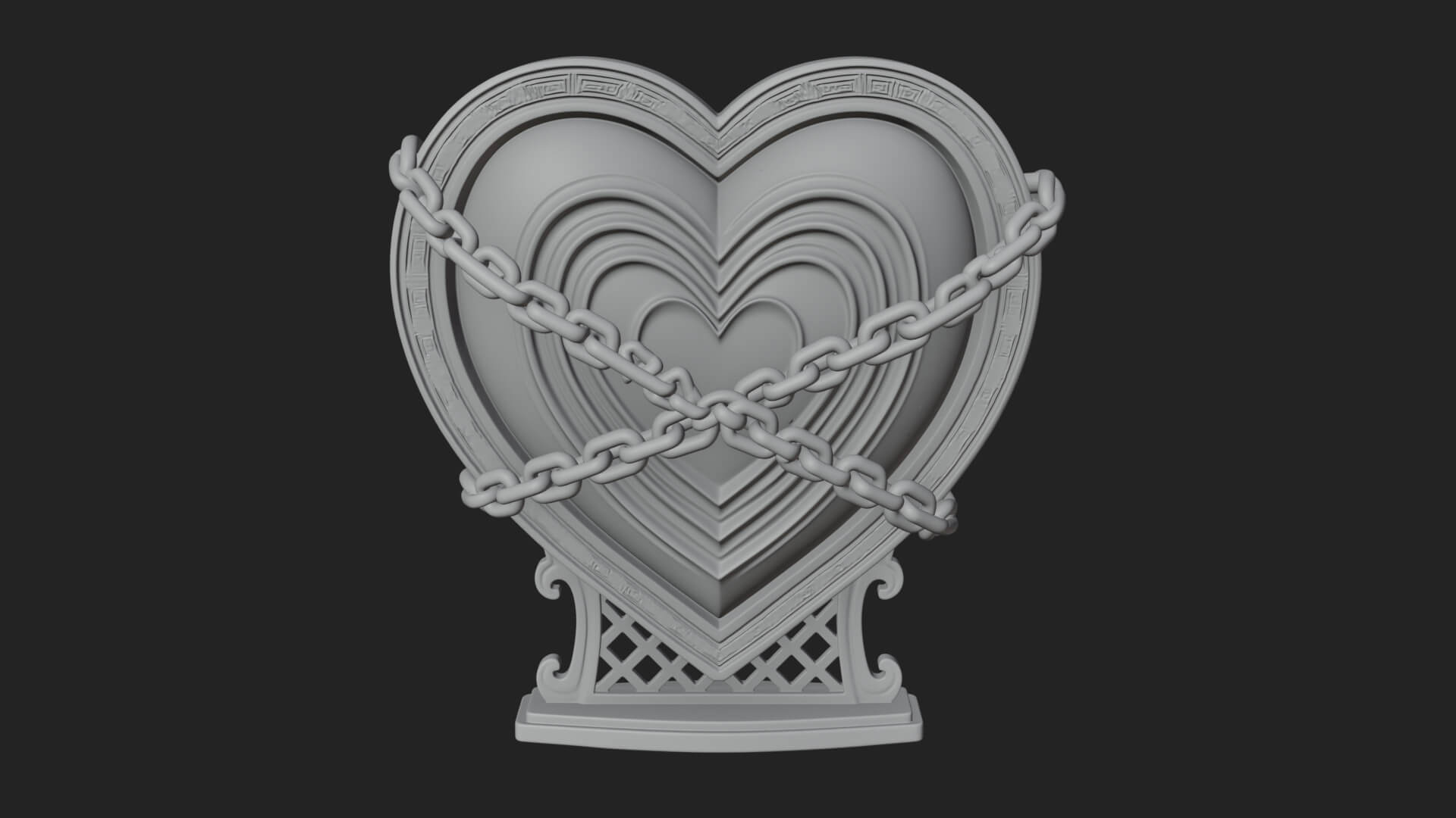 Ornate Framed Heart Plaque Design 142 3D Print Model 3D Model