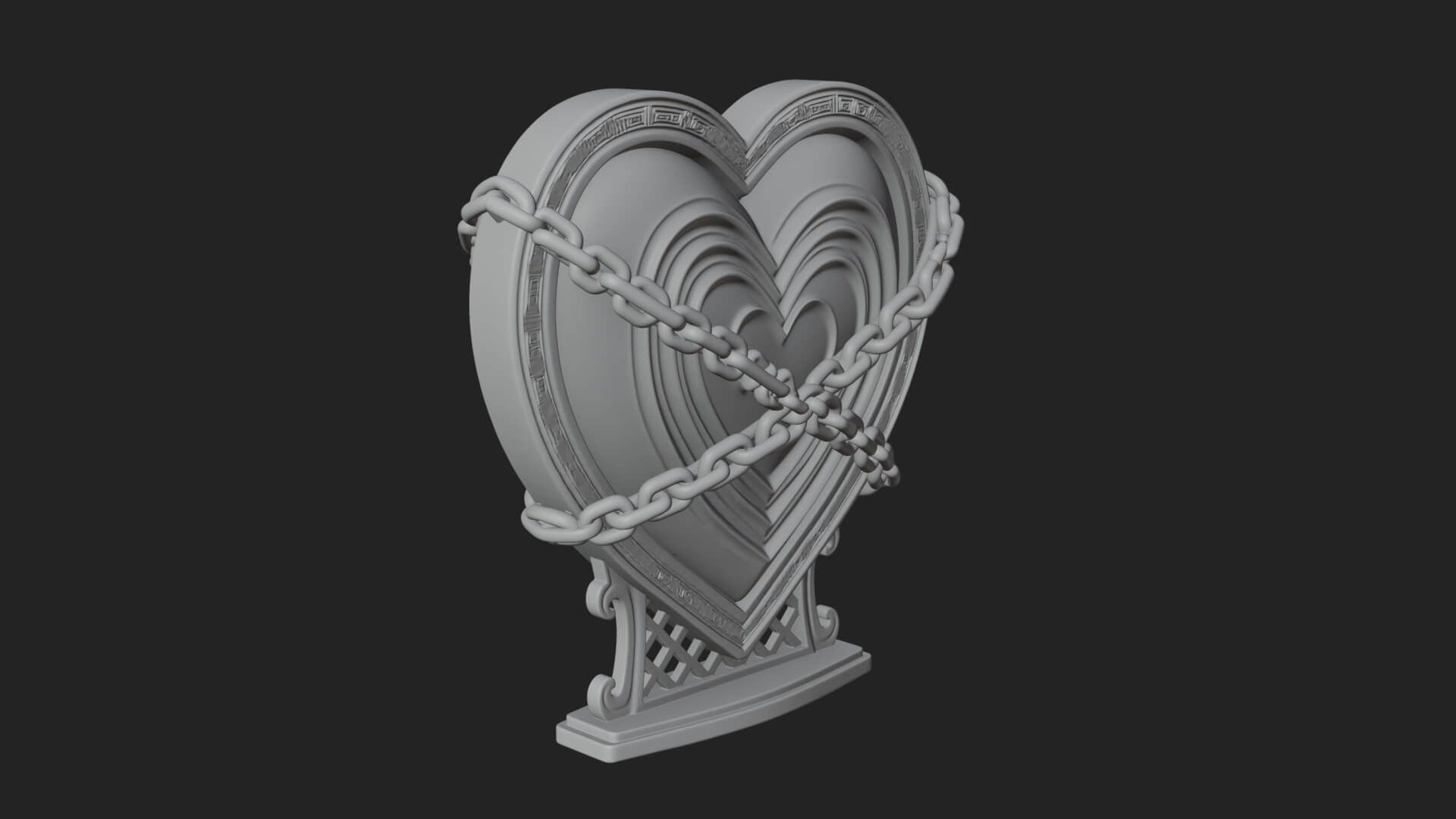 Ornate Framed Heart Plaque Design 142 3D Print Model 3D Model
