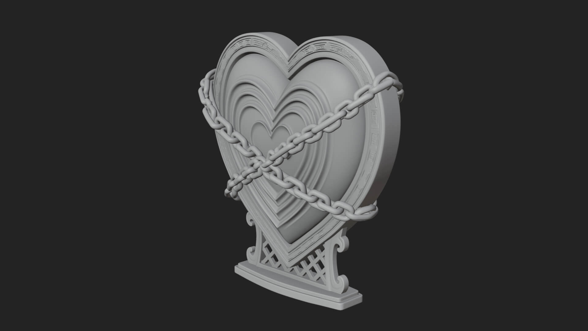 Ornate Framed Heart Plaque Design 142 3D Print Model 3D Model