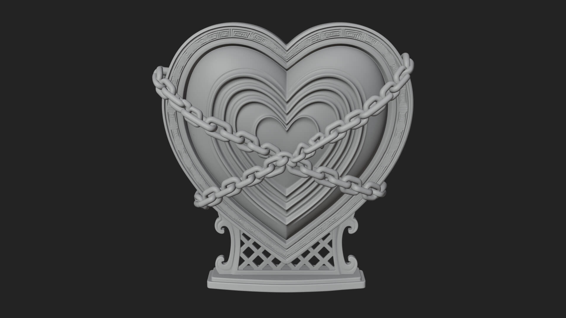 Ornate Framed Heart Plaque Design 142 3D Print Model 3D Model