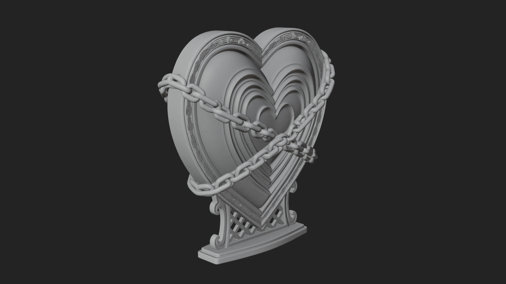 Ornate Framed Heart Plaque Design 142 3D Print Model 3D Model