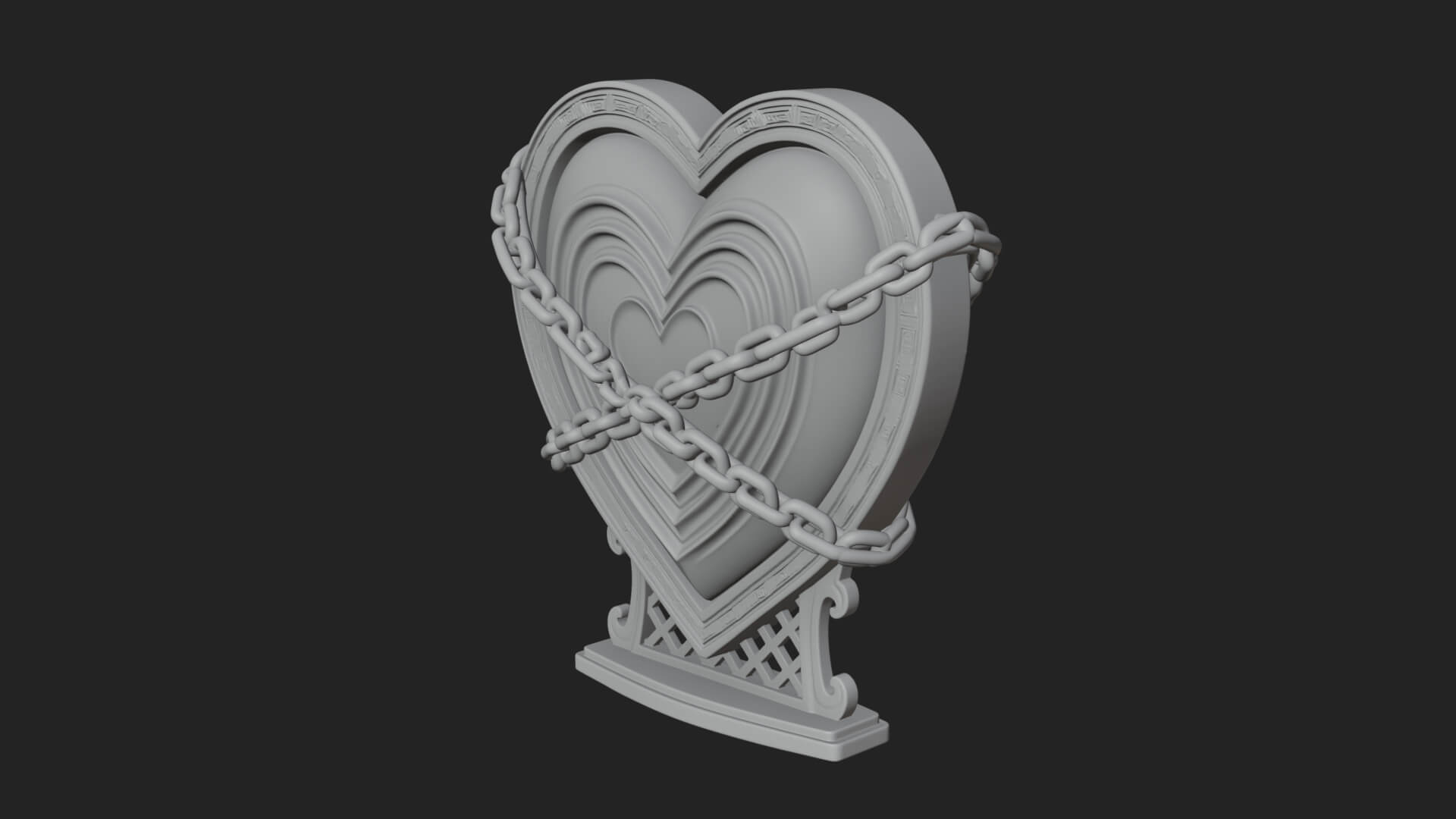 Ornate Framed Heart Plaque Design 142 3D Print Model 3D Model