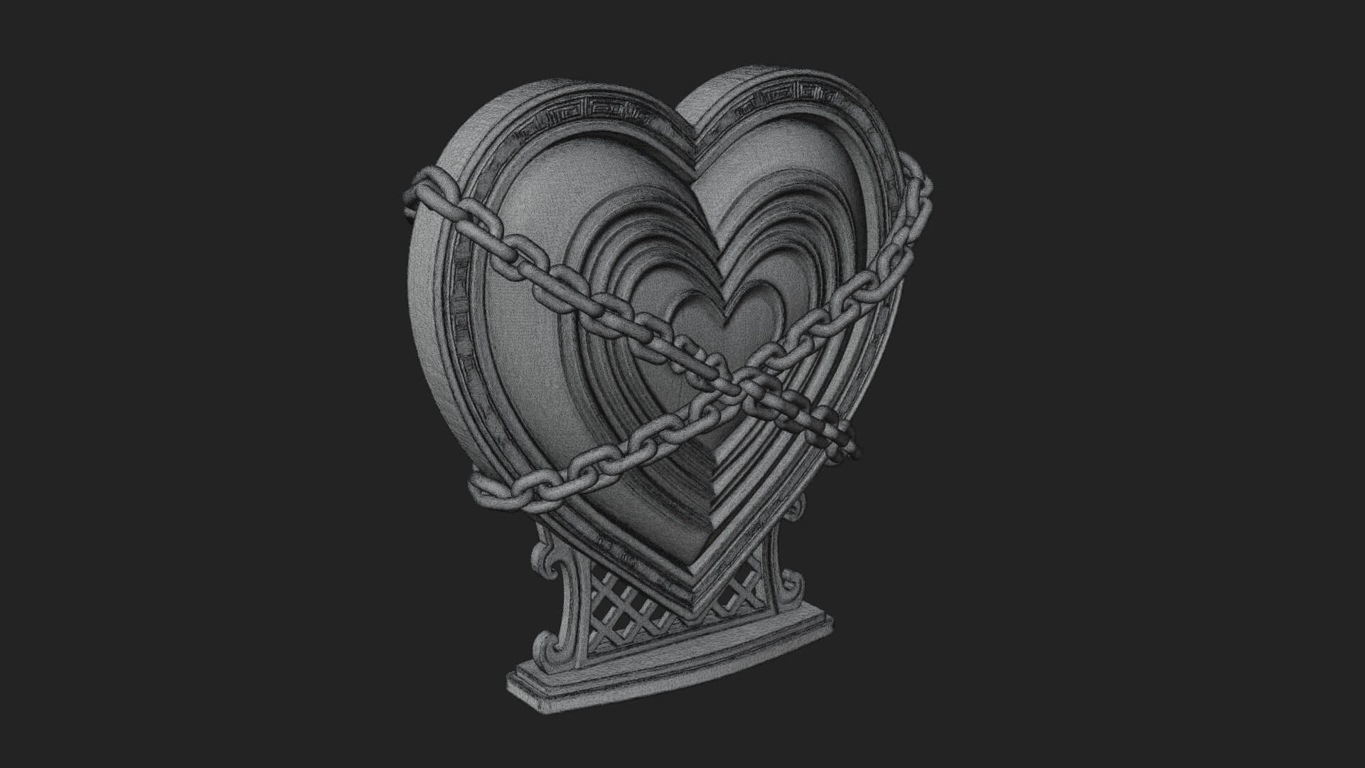 Ornate Framed Heart Plaque Design 142 3D Print Model 3D Model