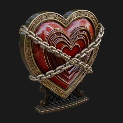 Ornate Framed Heart Plaque Design 142 3D Print Model