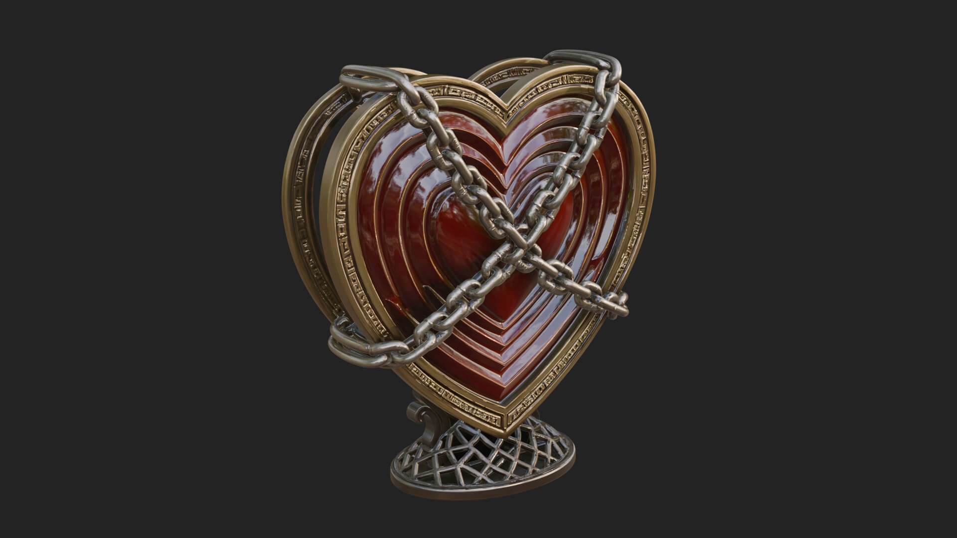 Ornate Framed Heart Plaque Design 143 3D Print Model 3D Model