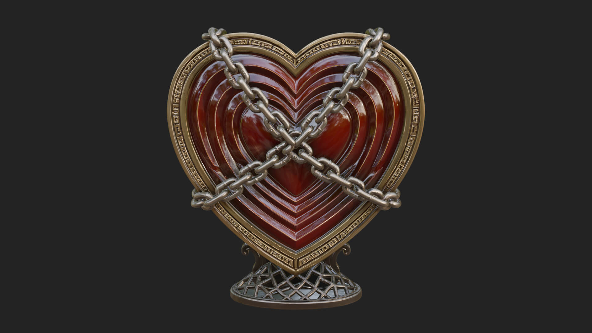 Ornate Framed Heart Plaque Design 143 3D Print Model 3D Model