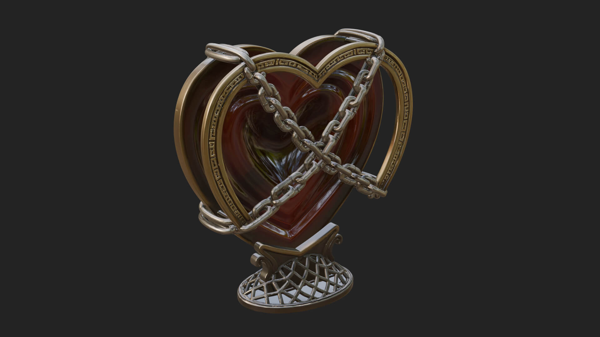 Ornate Framed Heart Plaque Design 143 3D Print Model 3D Model
