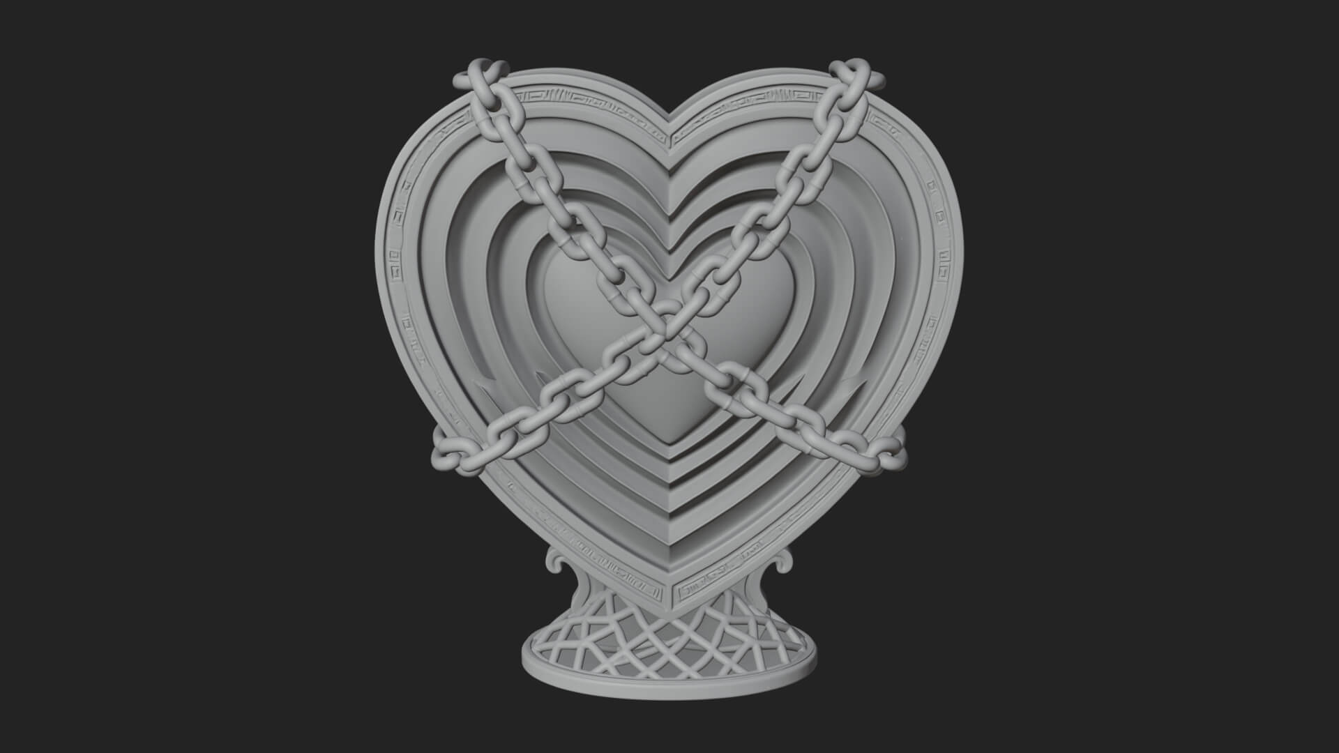 Ornate Framed Heart Plaque Design 143 3D Print Model 3D Model