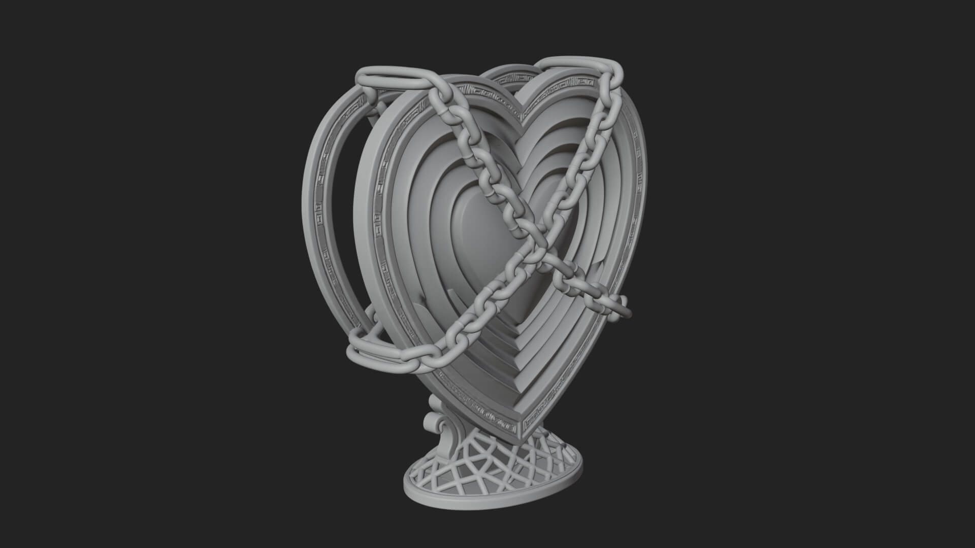 Ornate Framed Heart Plaque Design 143 3D Print Model 3D Model