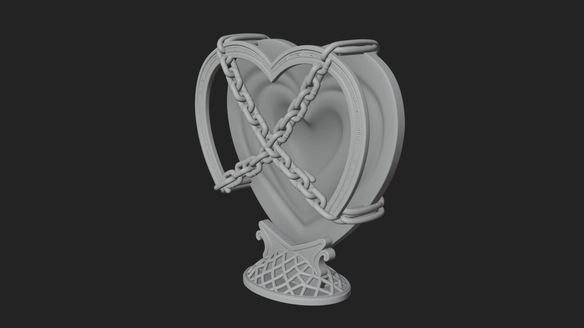 Ornate Framed Heart Plaque Design 143 3D Print Model 3D Model