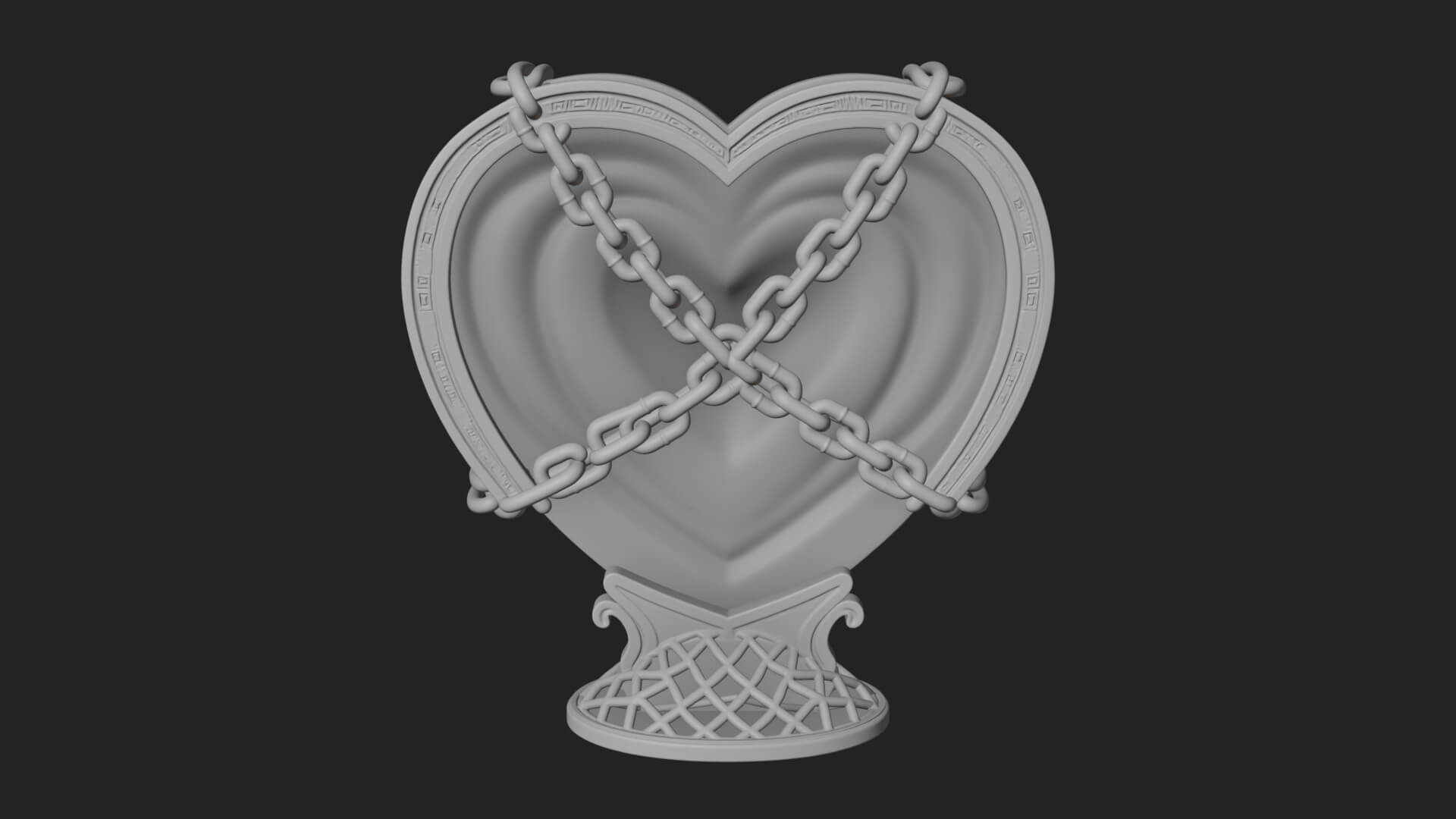 Ornate Framed Heart Plaque Design 143 3D Print Model 3D Model