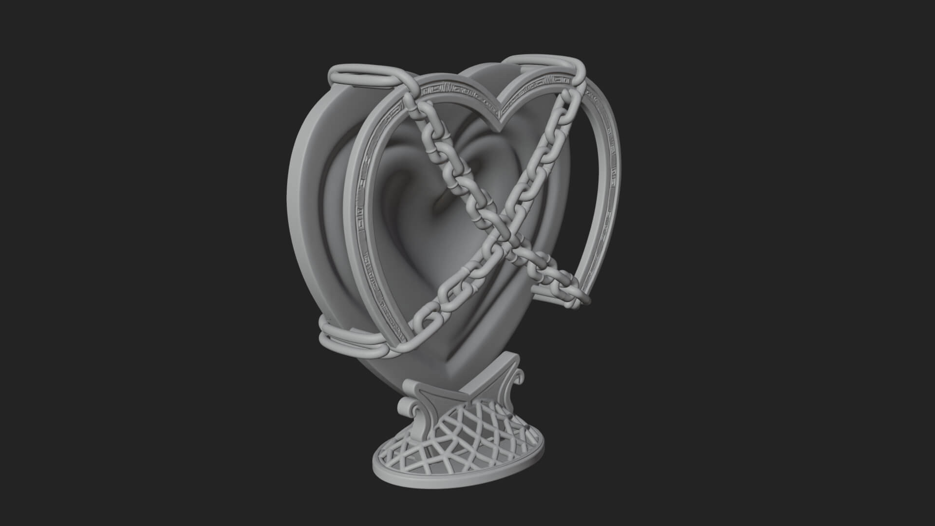 Ornate Framed Heart Plaque Design 143 3D Print Model 3D Model