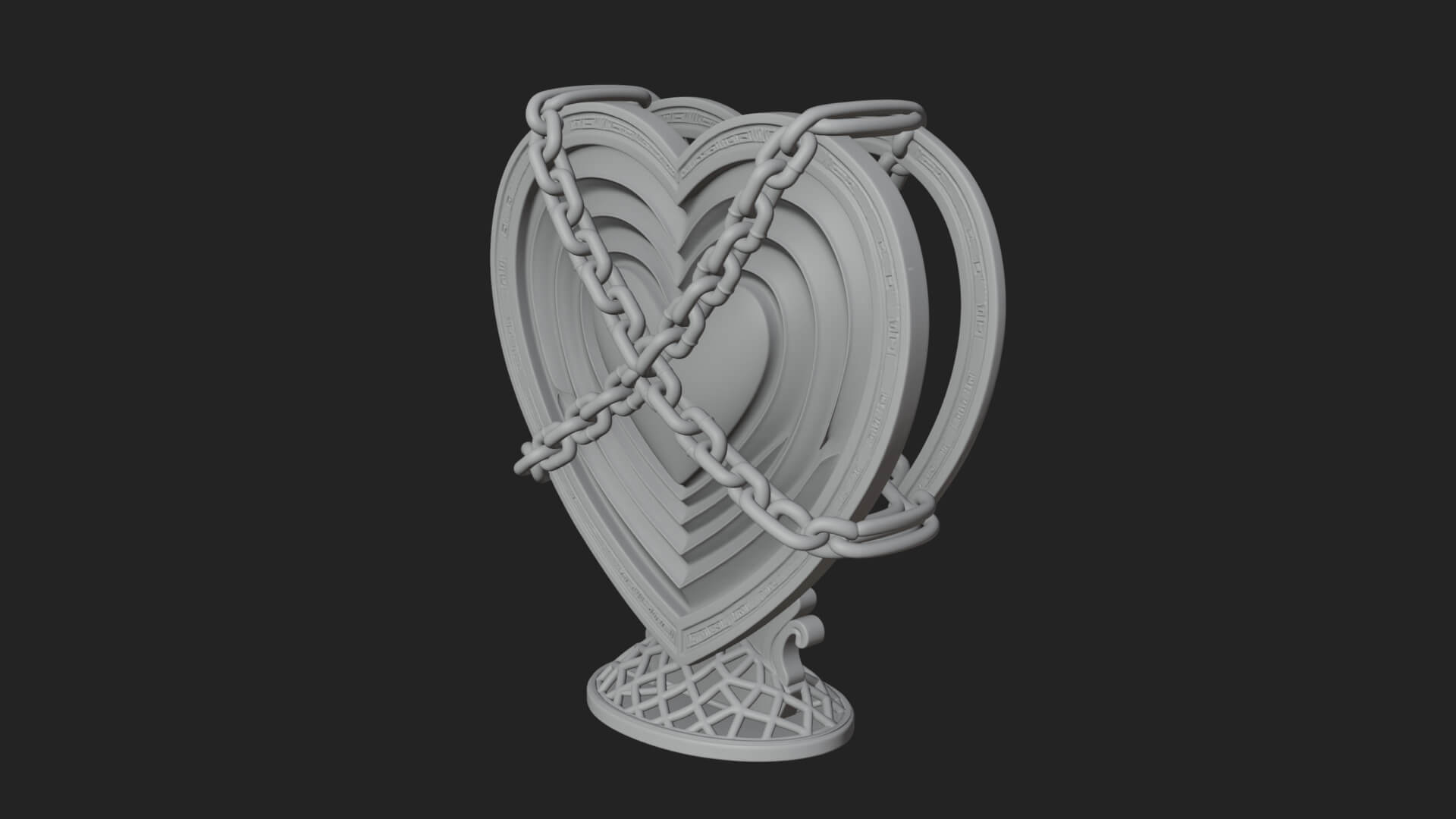 Ornate Framed Heart Plaque Design 143 3D Print Model 3D Model