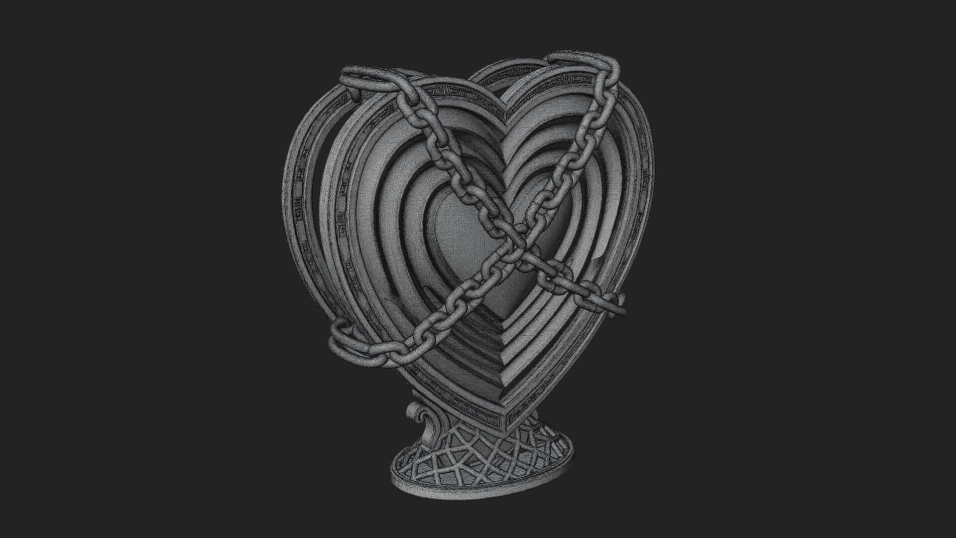 Ornate Framed Heart Plaque Design 143 3D Print Model 3D Model