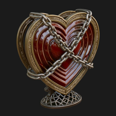 Ornate Framed Heart Plaque Design 143 3D Print Model