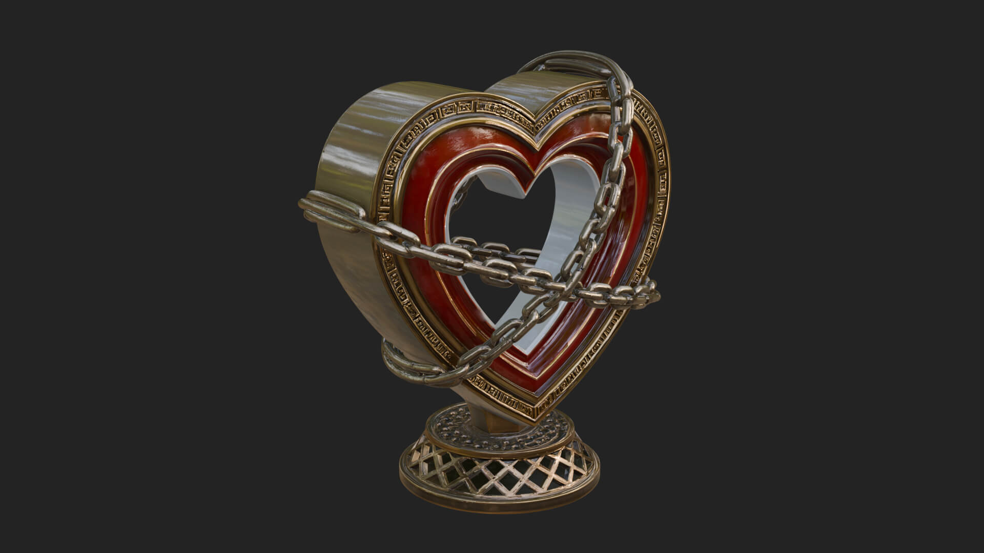 Ornate Framed Heart Plaque Design 144 3D Print Model 3D Model