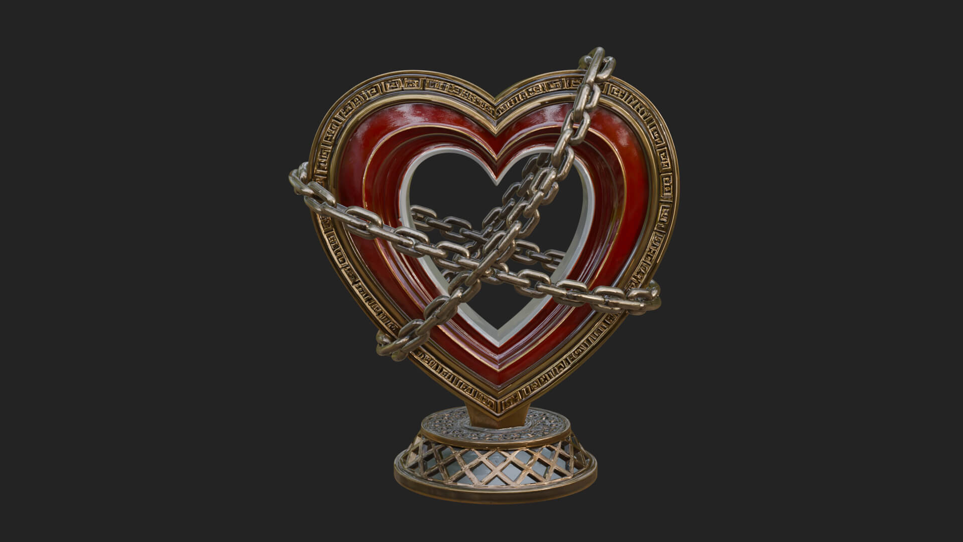 Ornate Framed Heart Plaque Design 144 3D Print Model 3D Model