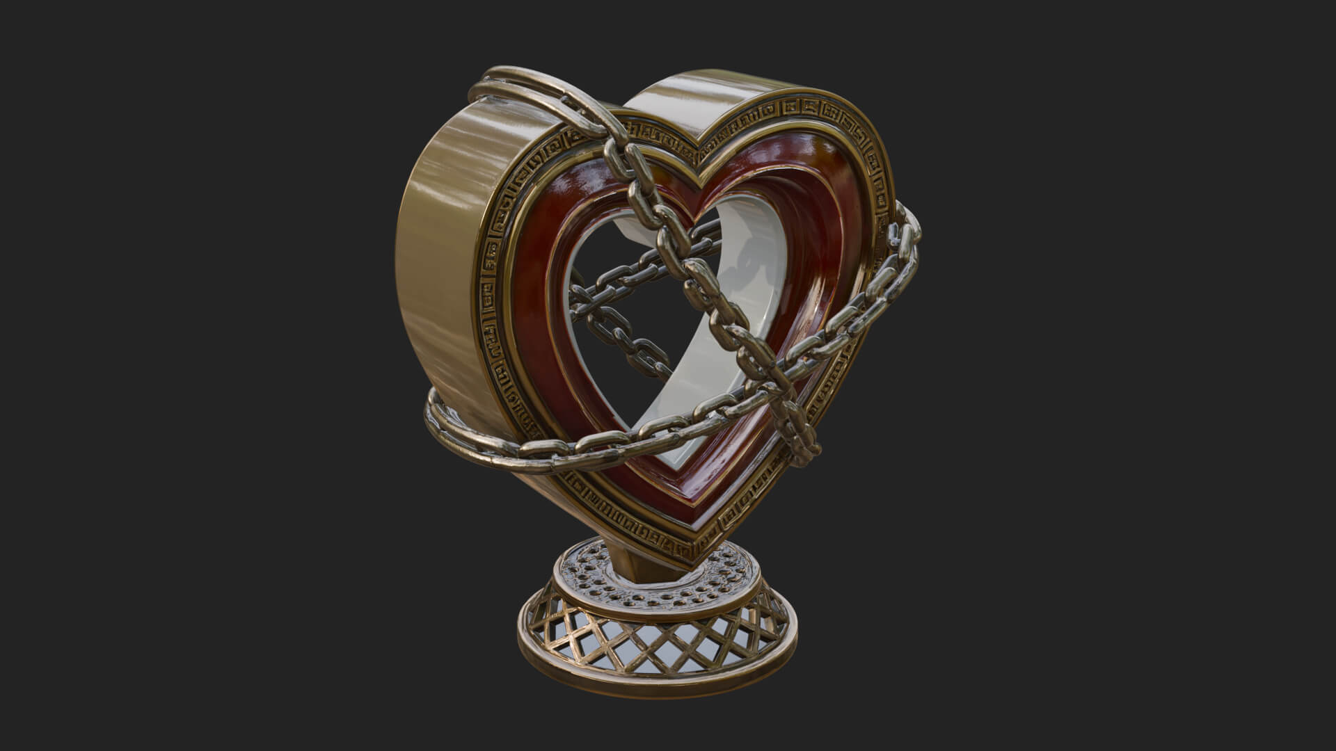 Ornate Framed Heart Plaque Design 144 3D Print Model 3D Model