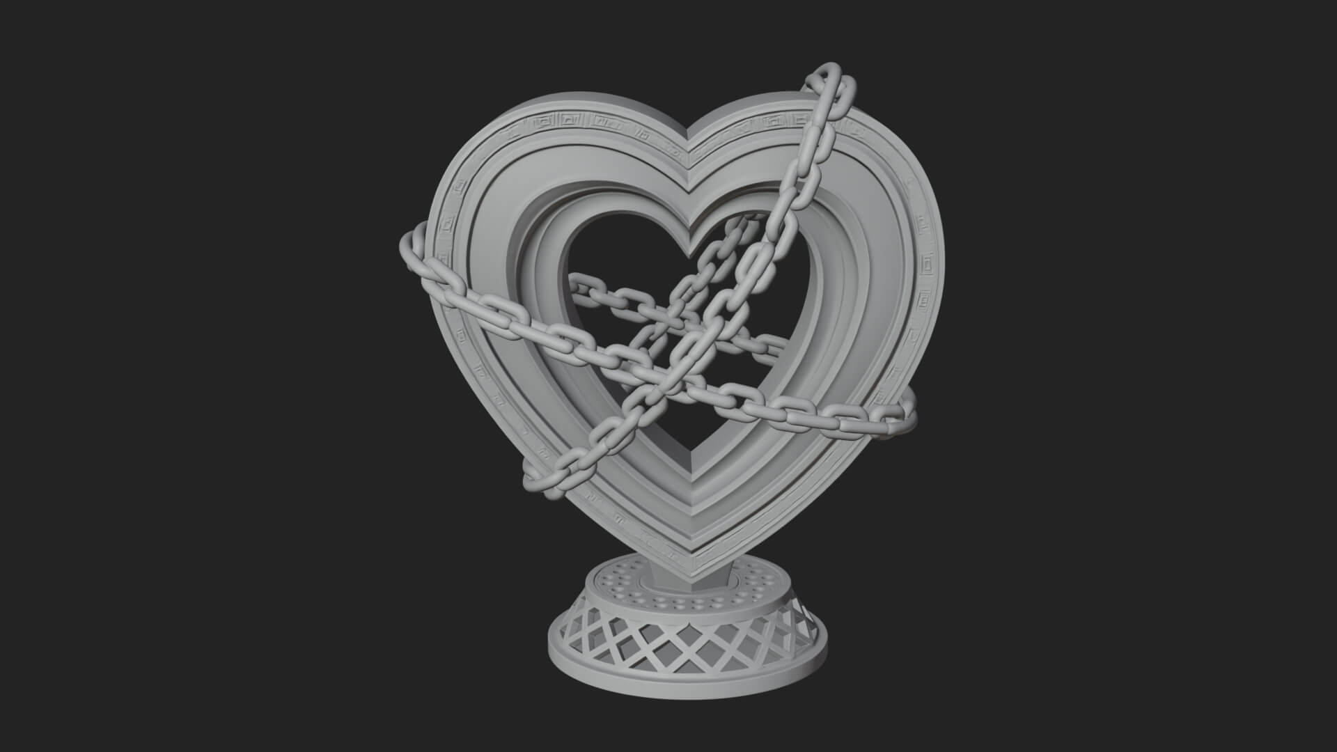 Ornate Framed Heart Plaque Design 144 3D Print Model 3D Model