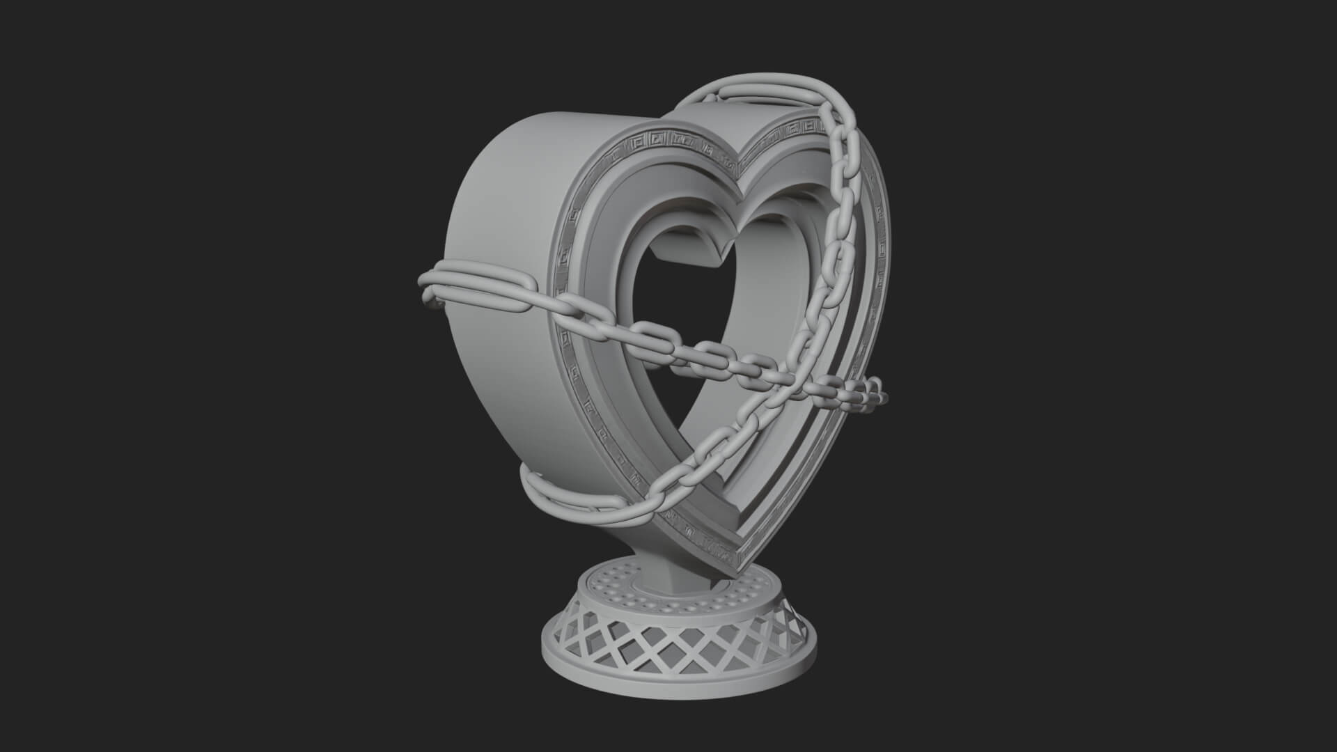 Ornate Framed Heart Plaque Design 144 3D Print Model 3D Model